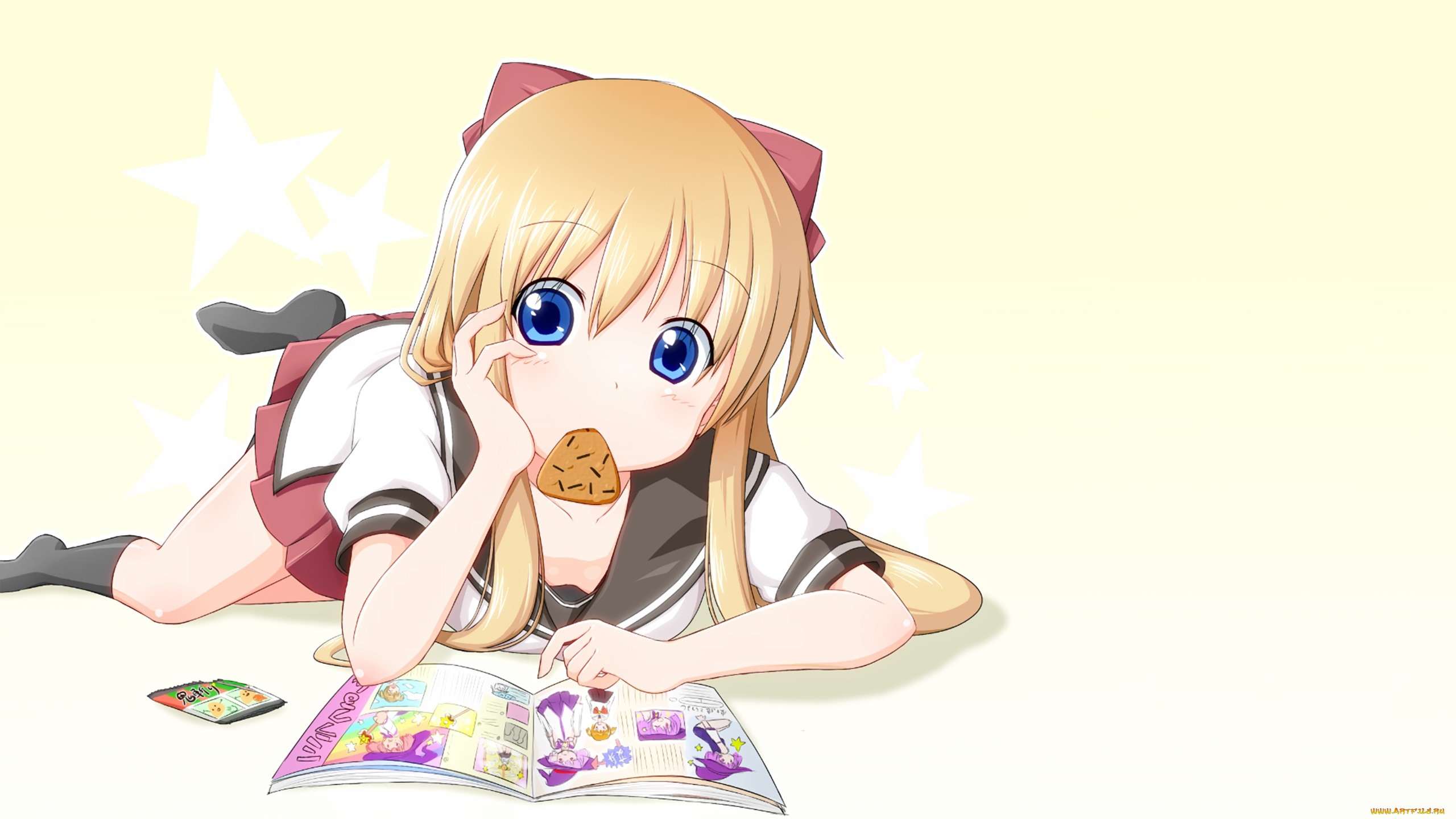 yuru, yuri, аниме, фон, взгляд, девушка