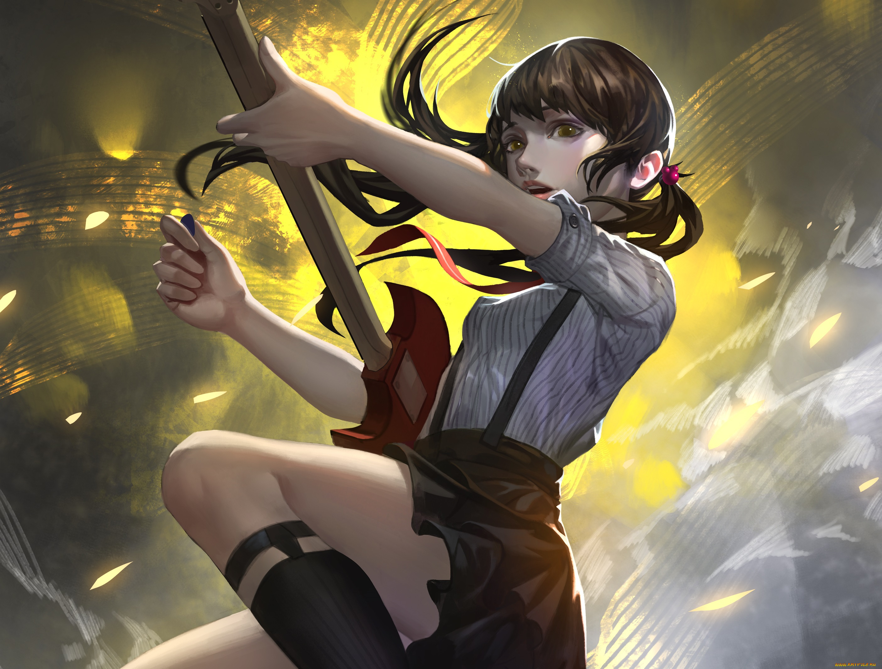 аниме, музыка, гитара, девушка