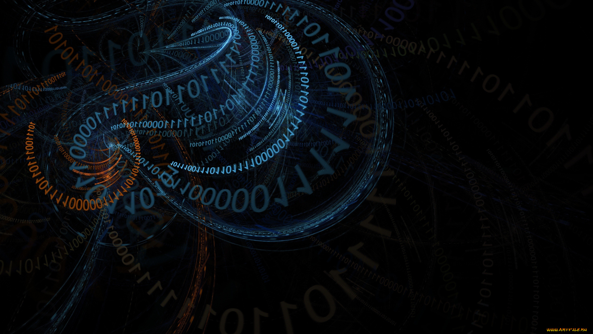 3д, графика, абстракция, , abstract, 4k, binary, code, neon, blue, numbers, hd