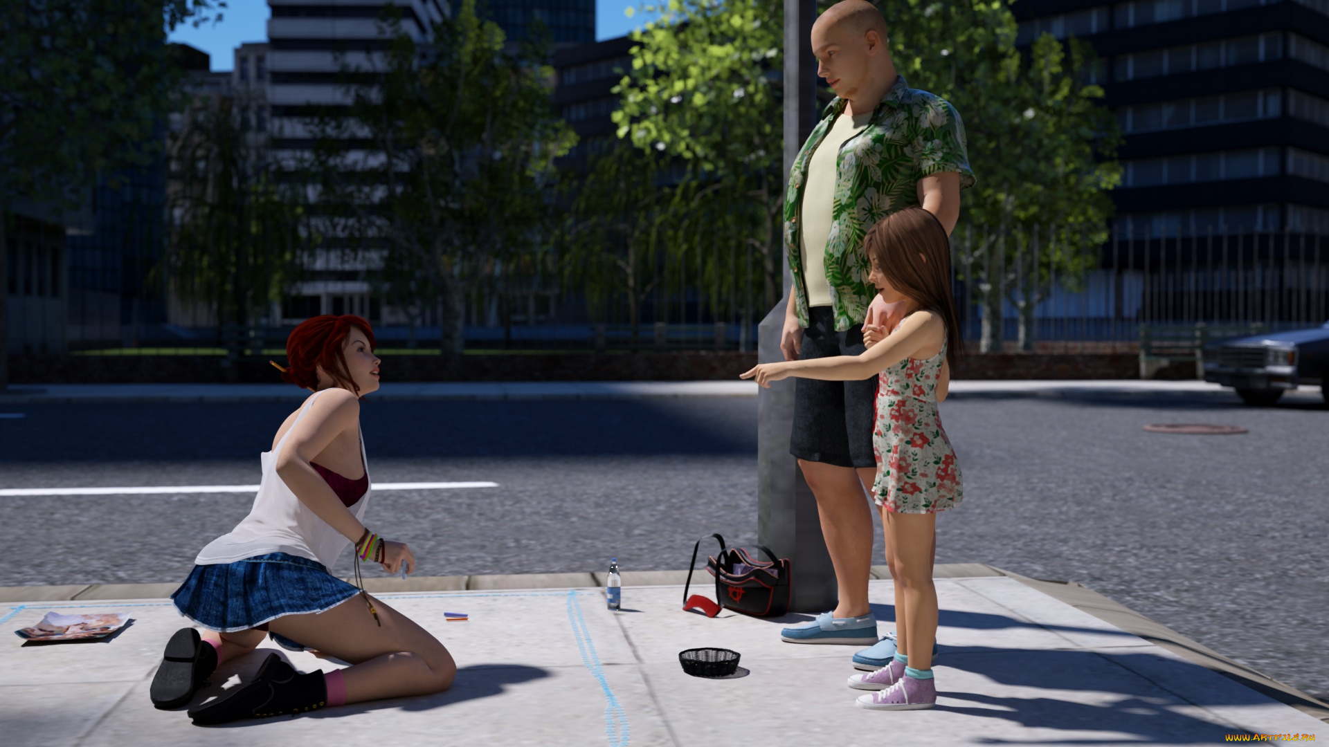 3д, графика, люди, , people, девушка, взгляд, фон