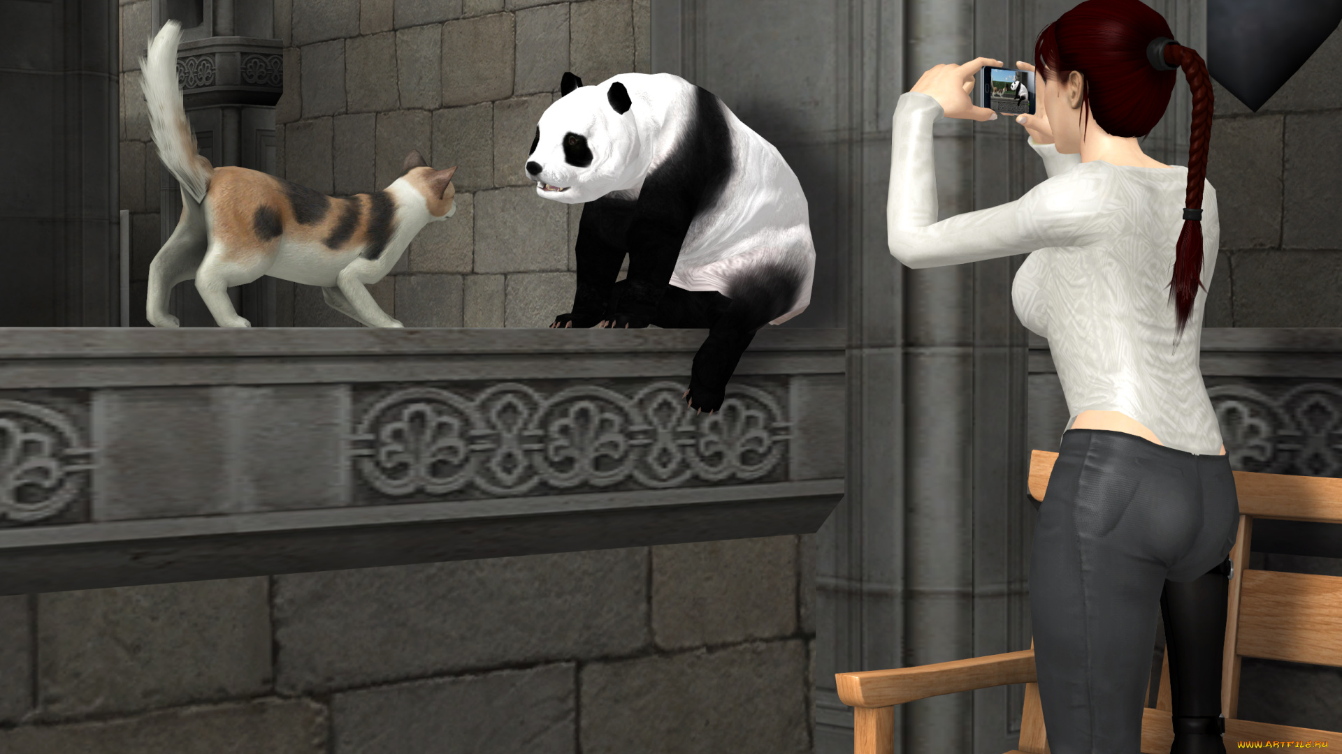 3д, графика, люди, и, животные, , people, and, animals, девушка, взгляд, фон