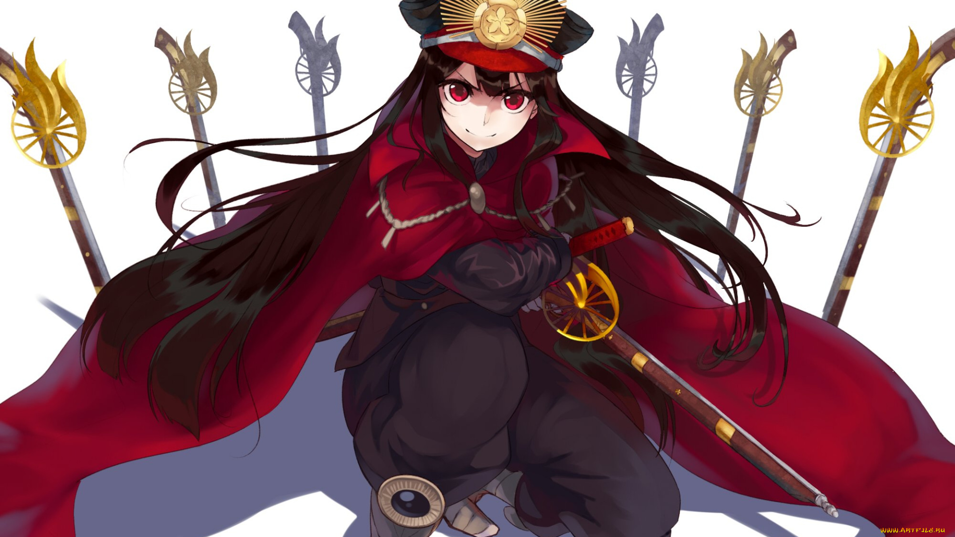 аниме, fate, stay, night, девушка, взгляд, фон