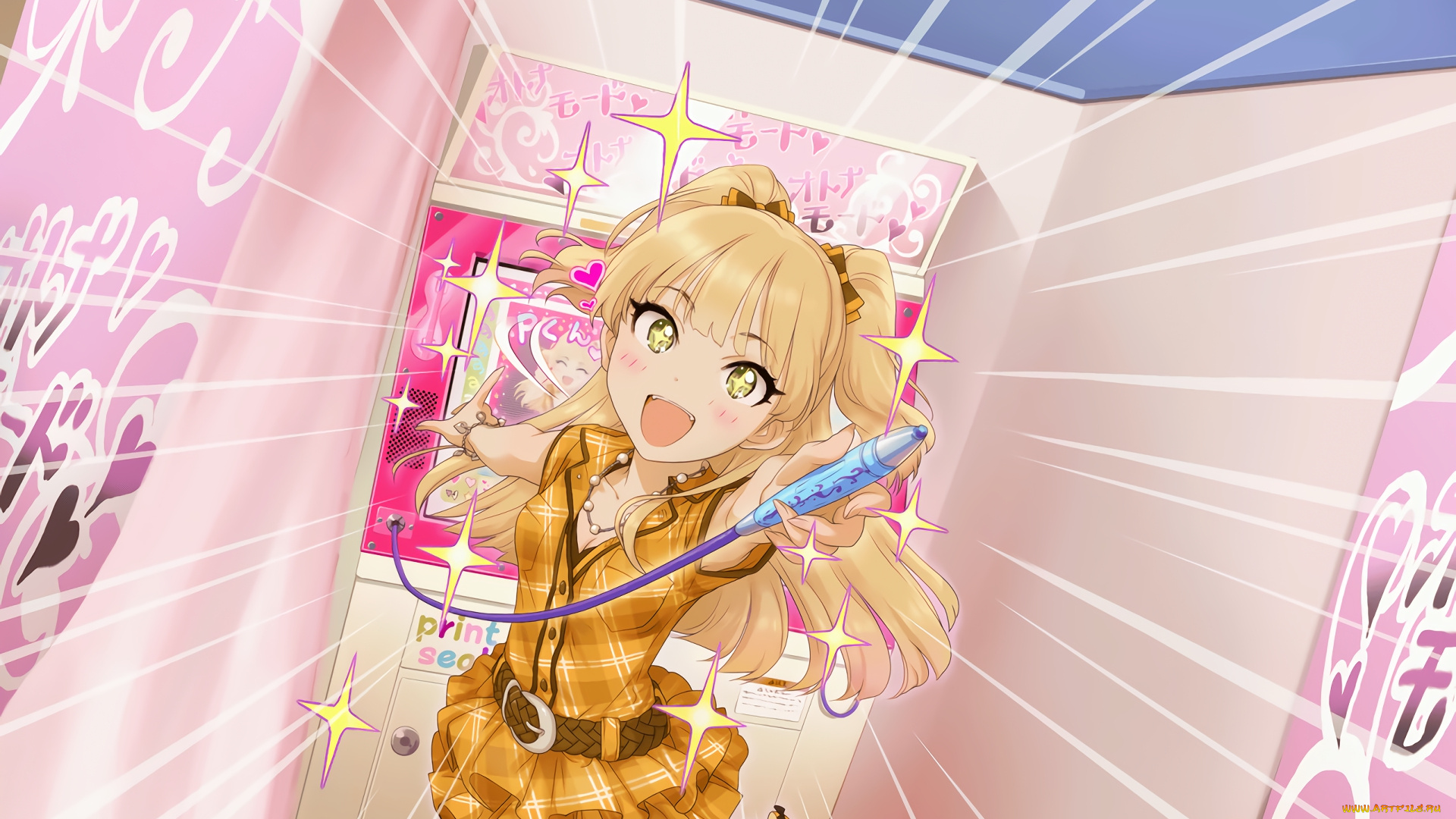 аниме, idolm@ster, девушка, взгляд, фон