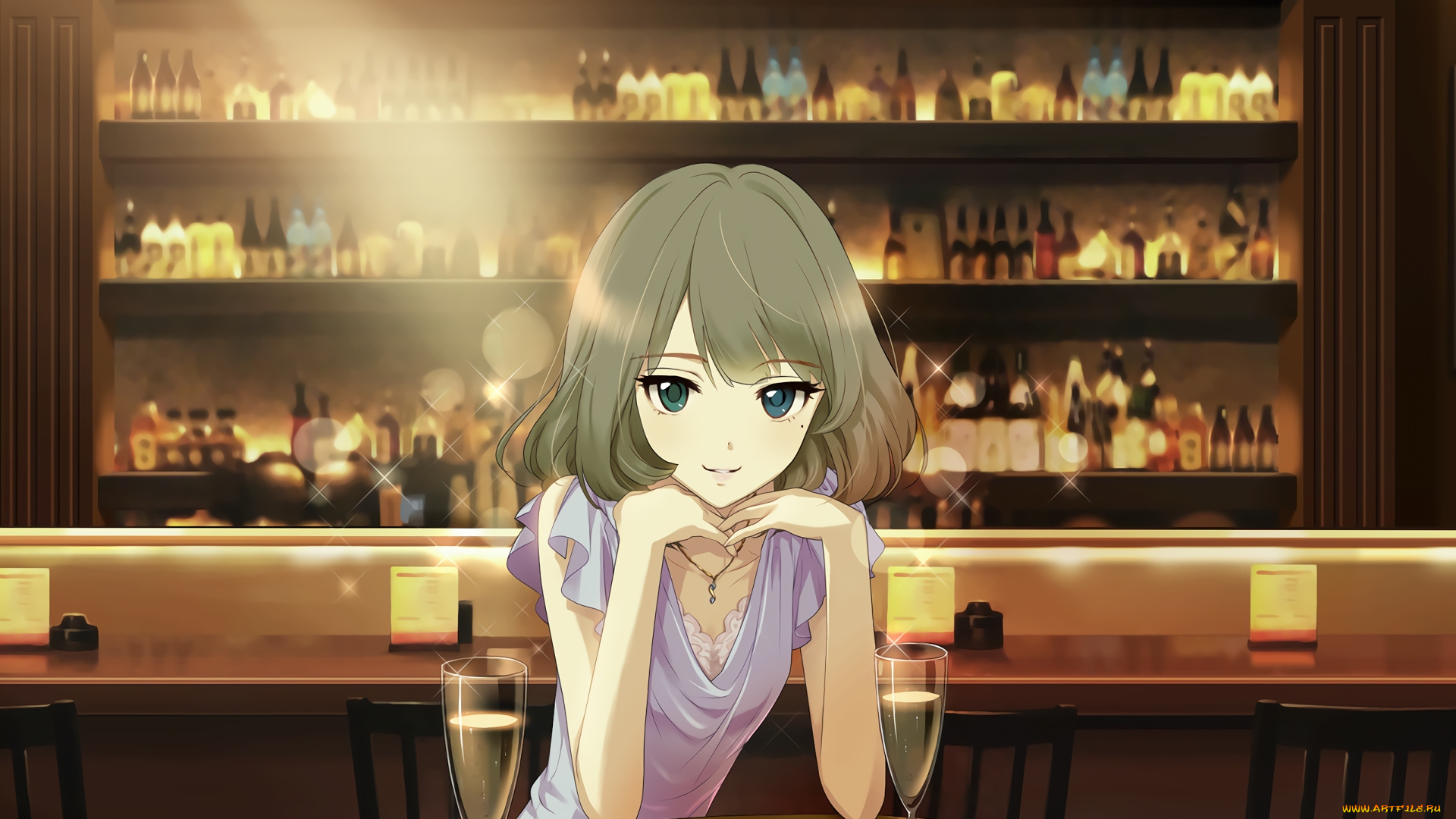 аниме, idolm@ster, взгляд, девушка, фон