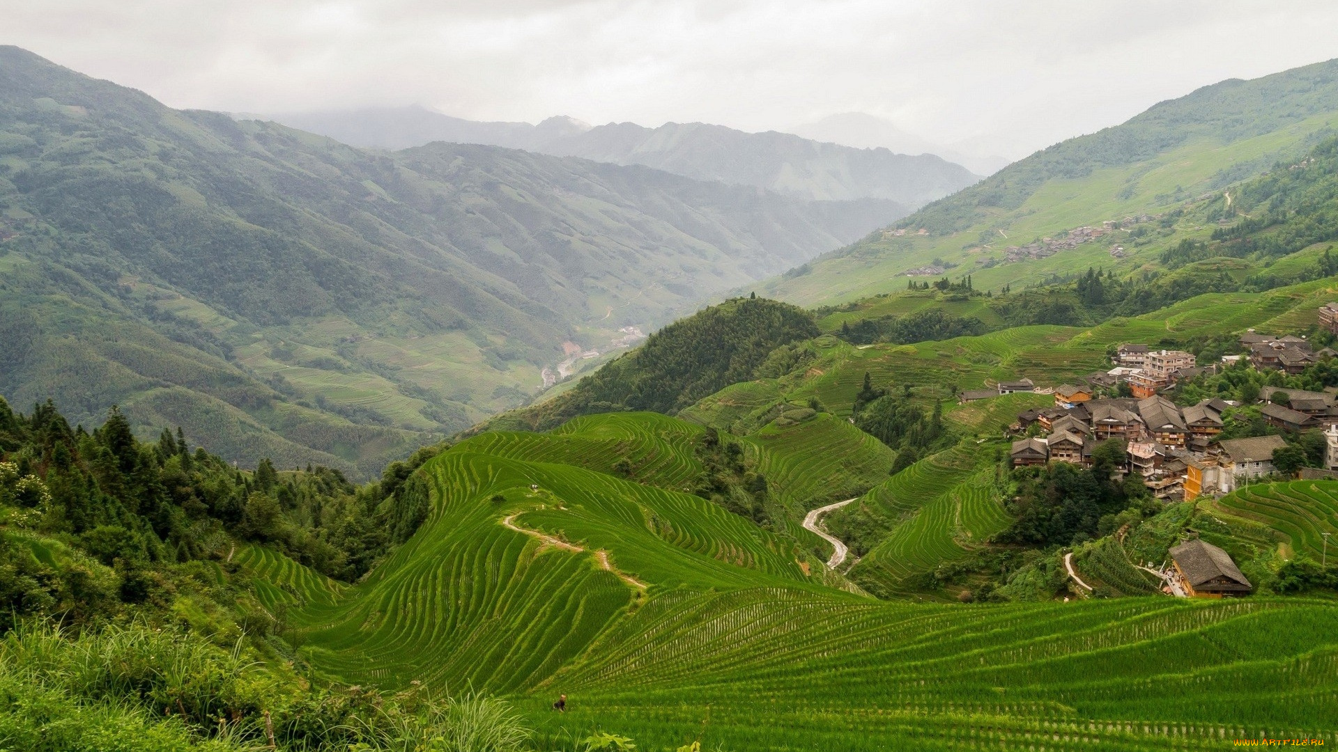 города, -, пейзажи, поселок, горы