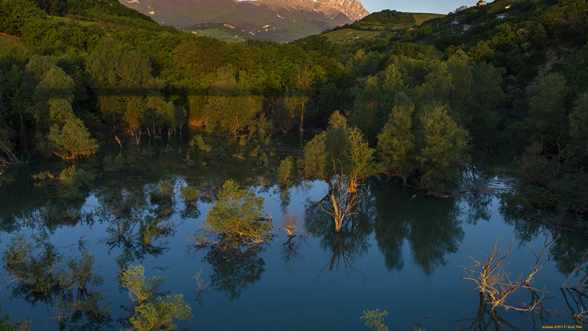 италия, природа, реки, озера, деревья, водоем, горы