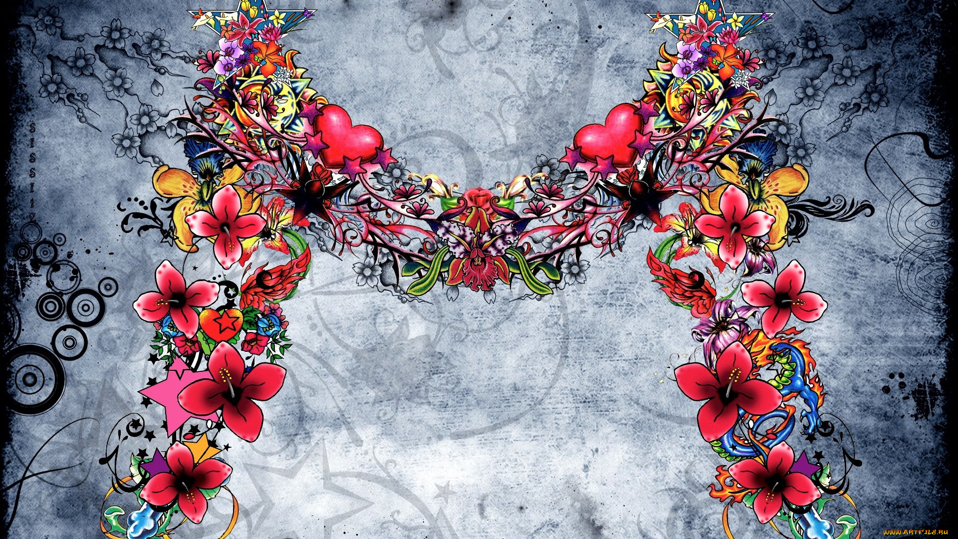 векторная, графика, другое, , other, буква, фон, цветы