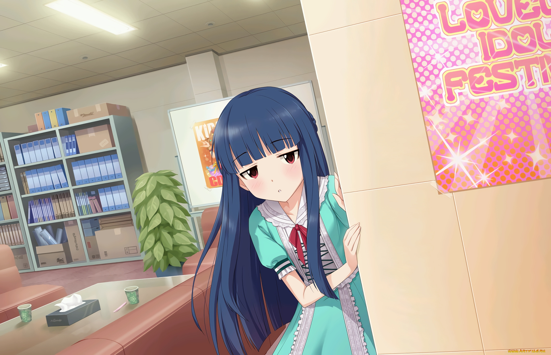 аниме, idolm@ster, девушка, взгляд, фон