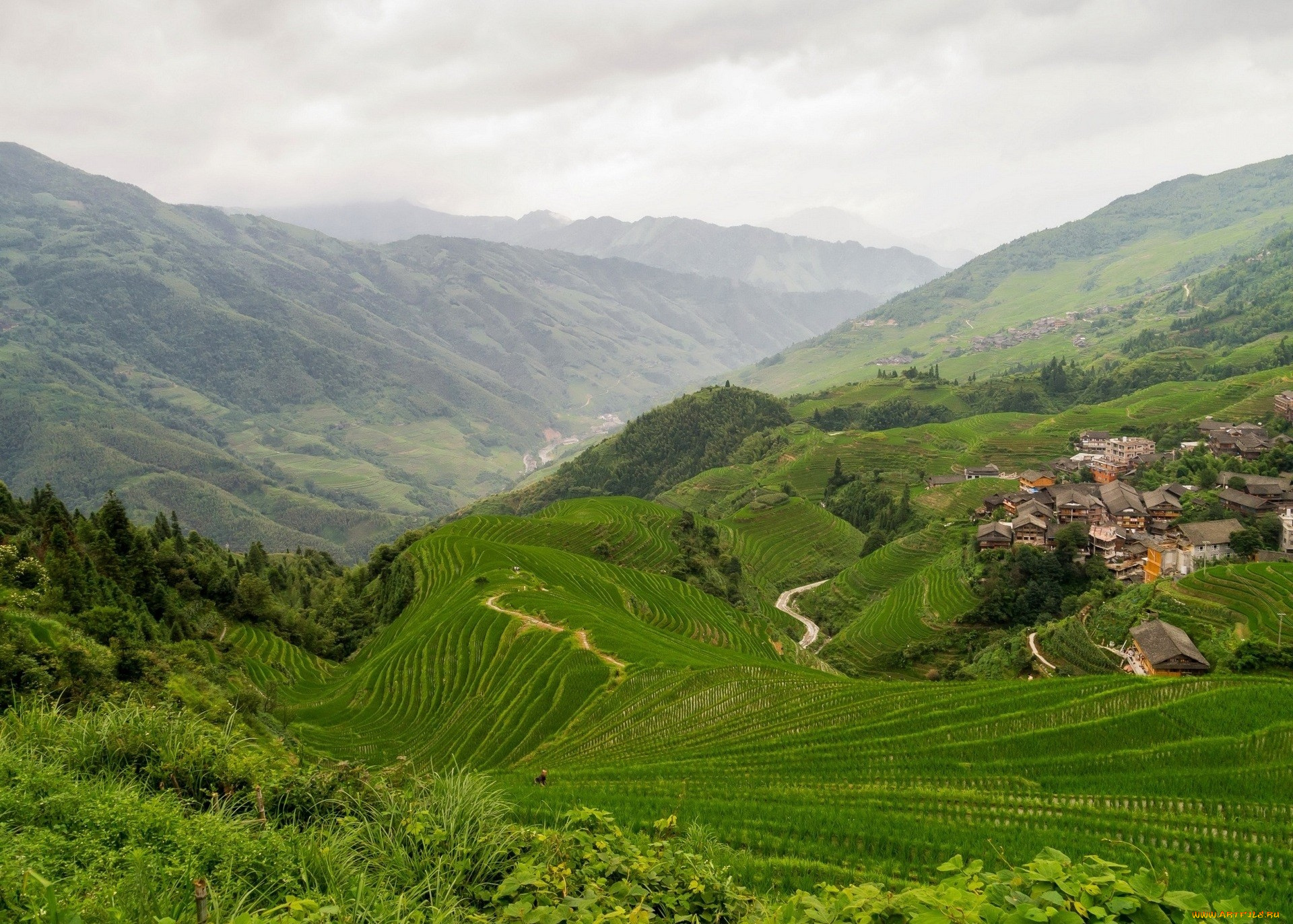 города, -, пейзажи, поселок, горы