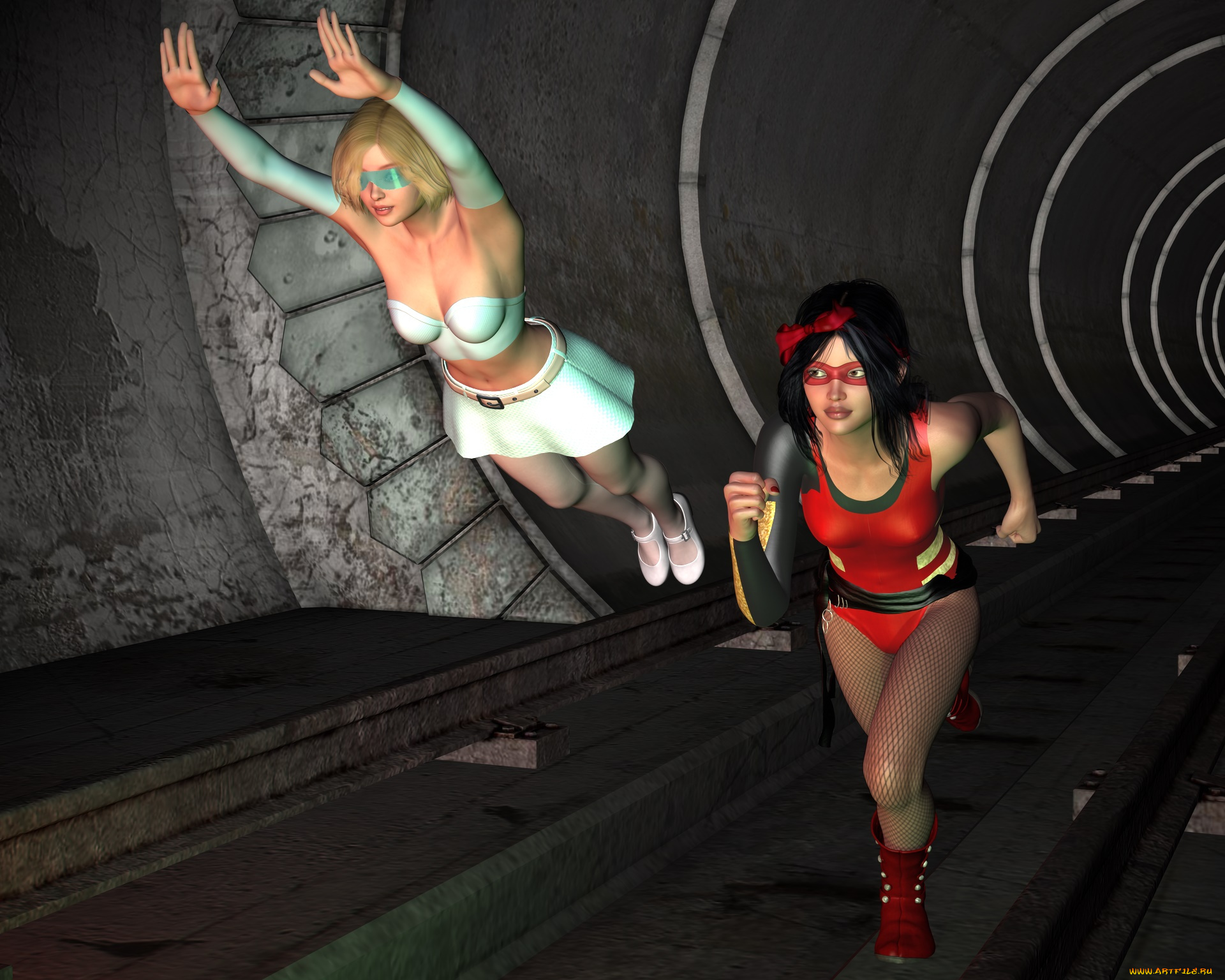 3д, графика, фантазия, , fantasy, девушки, взгляд, фон