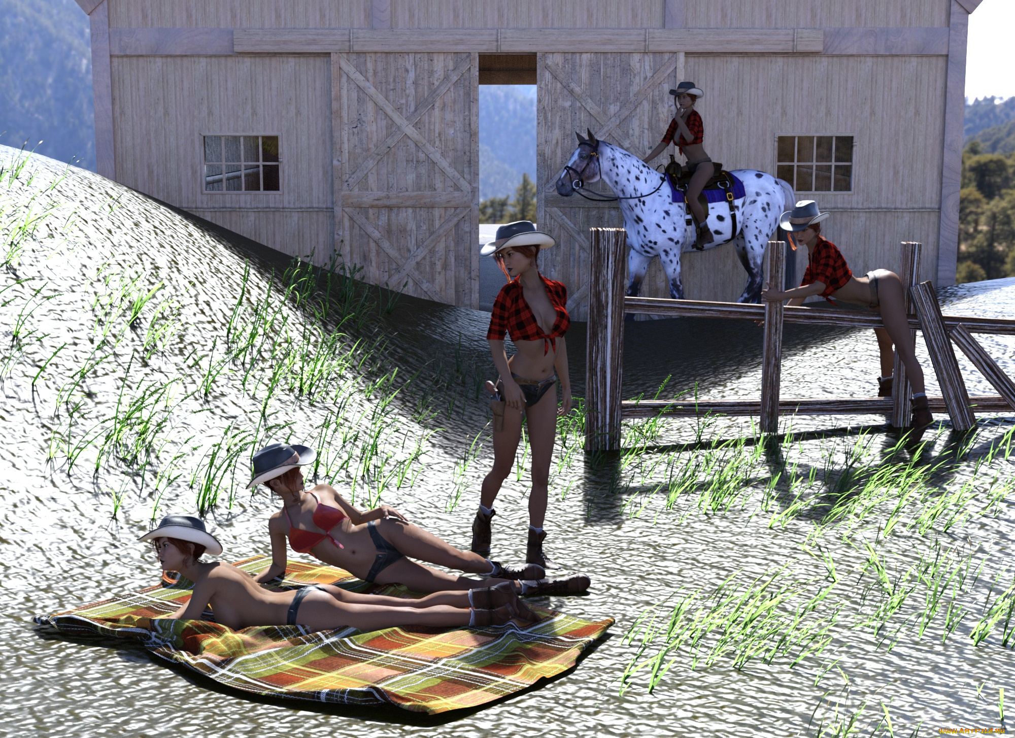 3д, графика, люди, , people, девушки, взгляд, фон