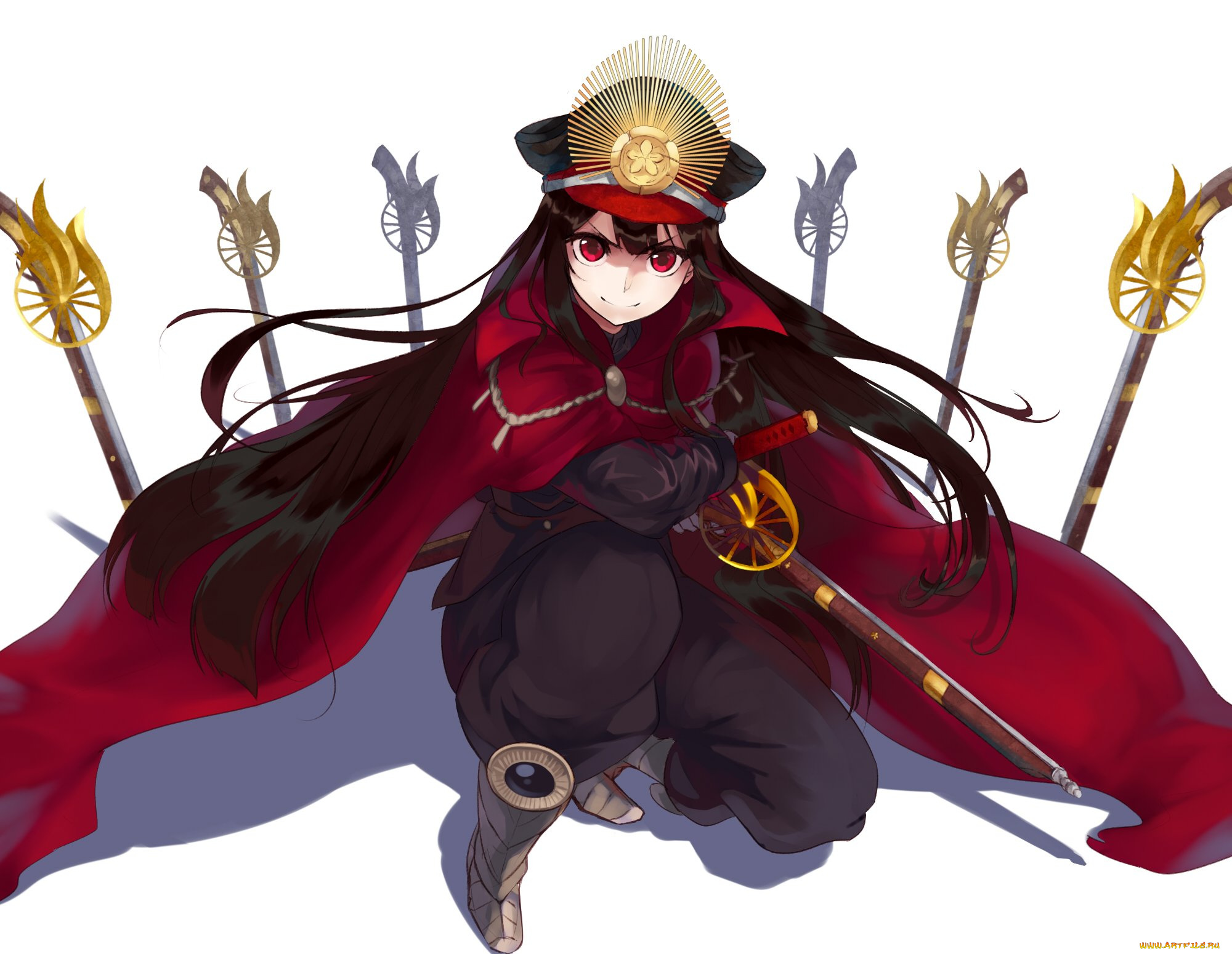 аниме, fate, stay, night, девушка, взгляд, фон