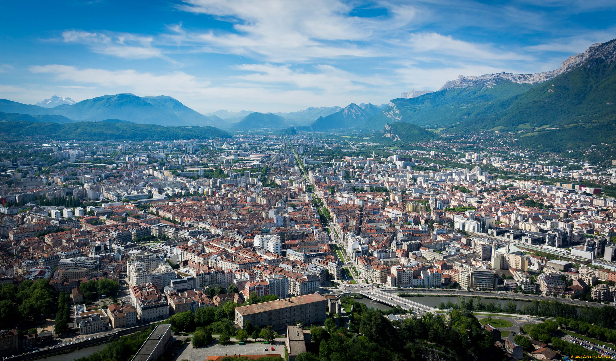 grenoble, города, -, панорамы, простор
