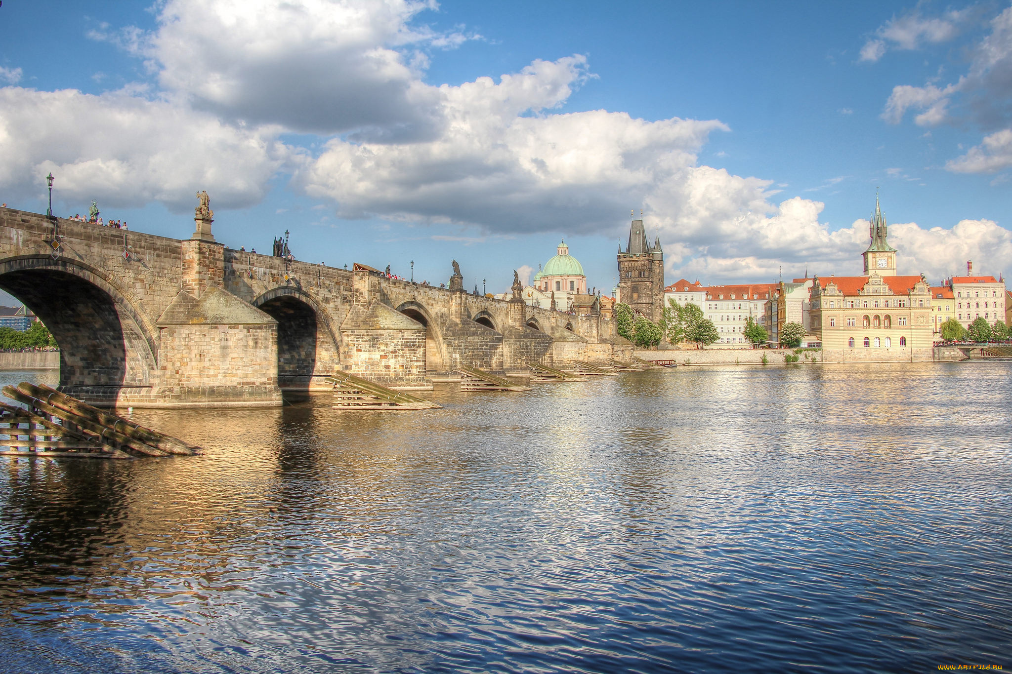 charles, bridge, , prague, города, прага, , Чехия, мост, река