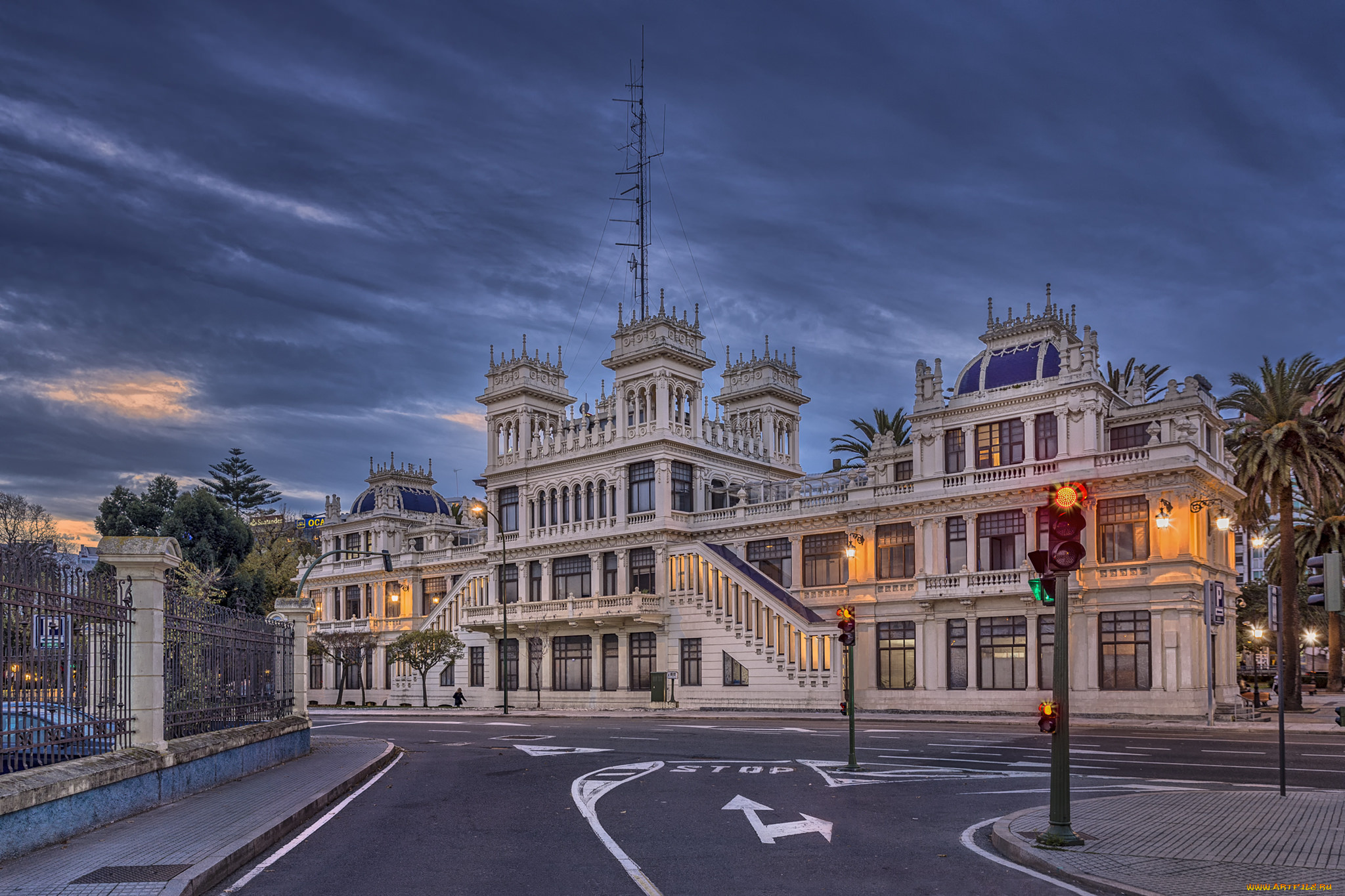 edificio, la, terraza, города, -, улицы, , площади, , набережные, площадь, вечер