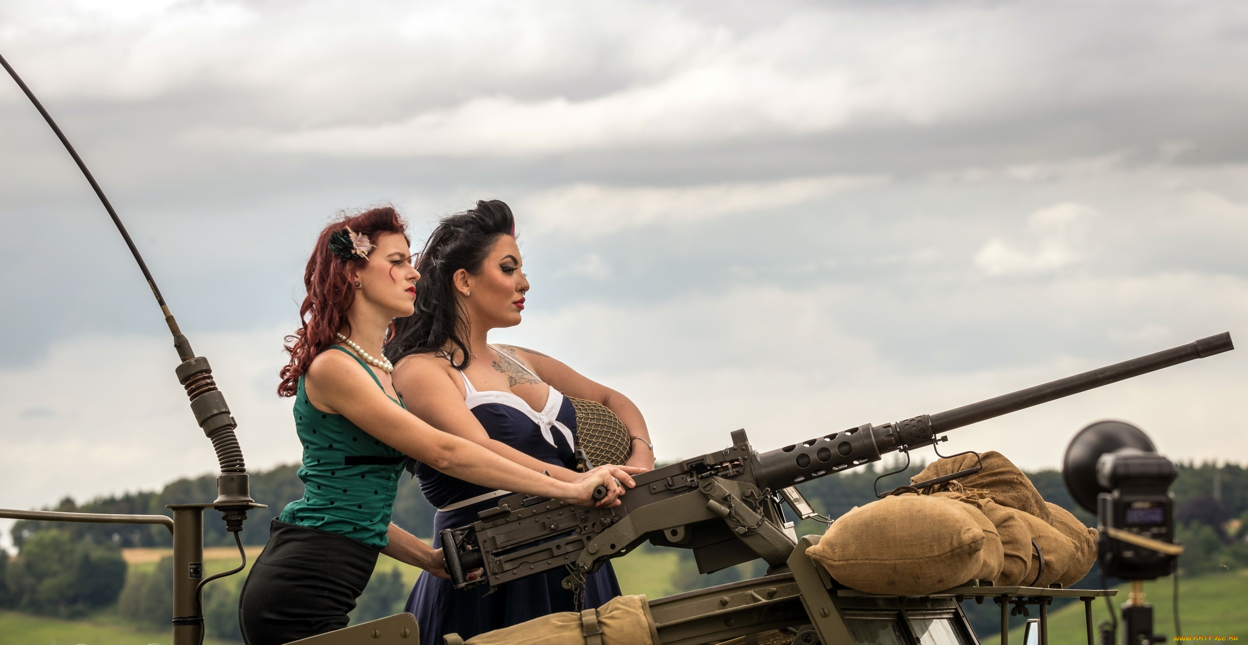 девушки, -unsort, , девушки, с, оружием, взгляд, фон