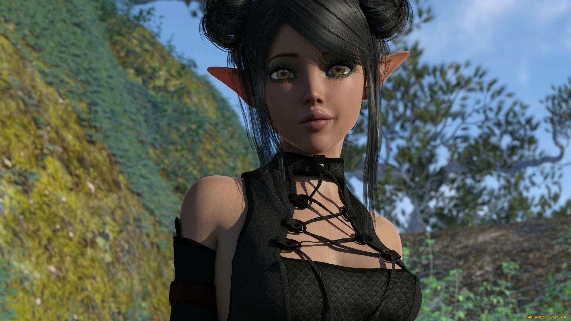 3д, графика, эльфы, , elves, эльфийка, девушка, фон