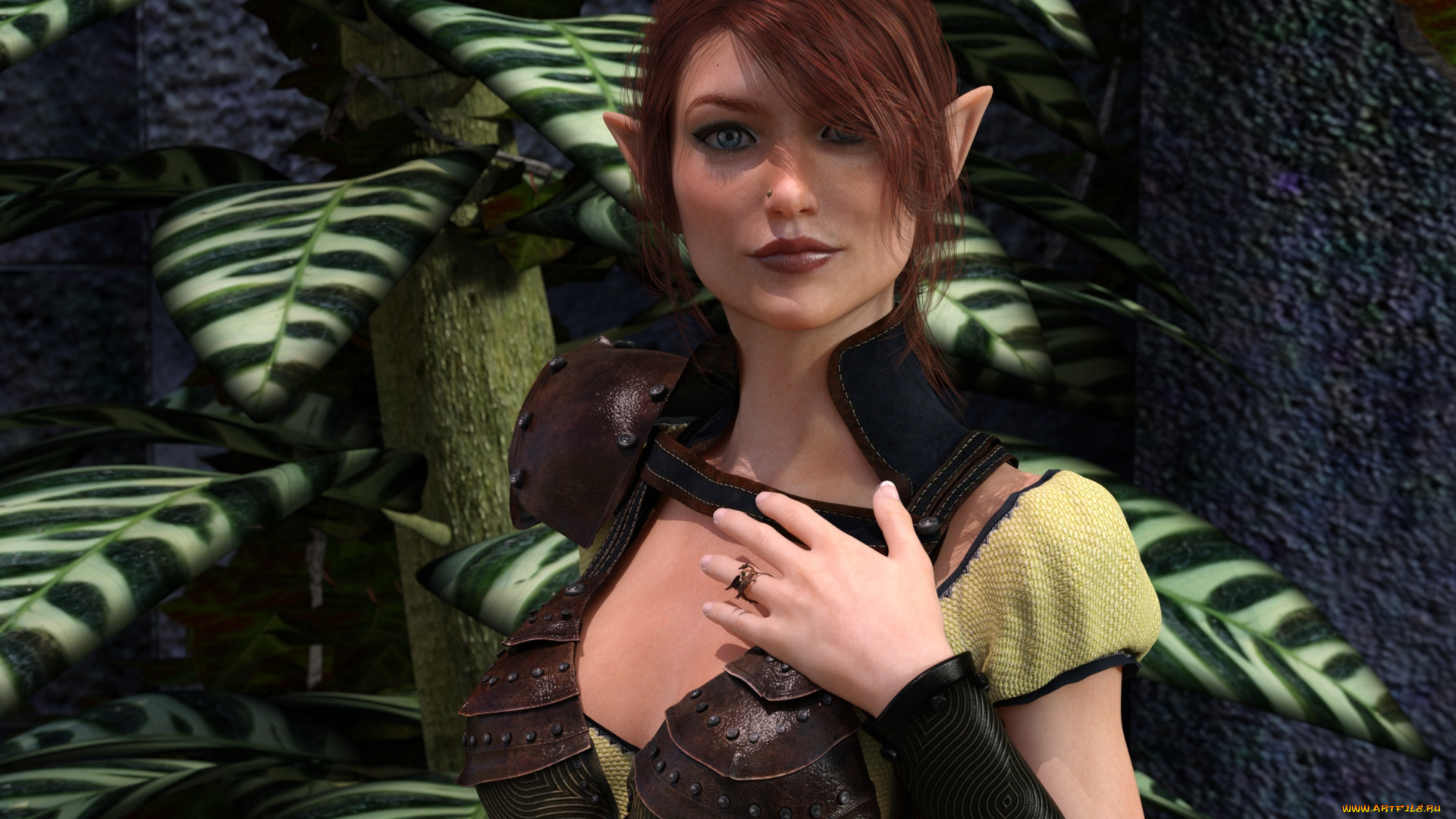 3д, графика, эльфы, , elves, эльфийка, взгляд, фон