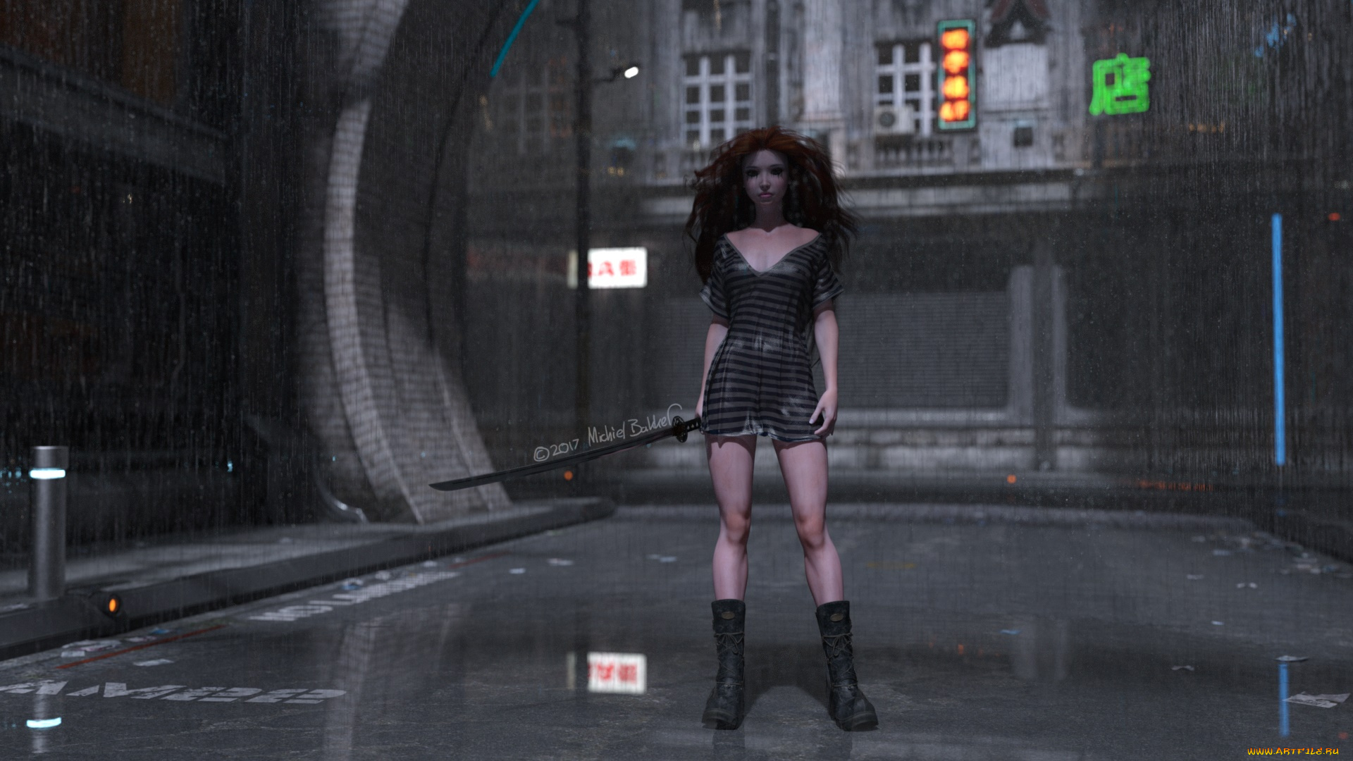 3д, графика, фантазия, , fantasy, девушка, взгляд, фон