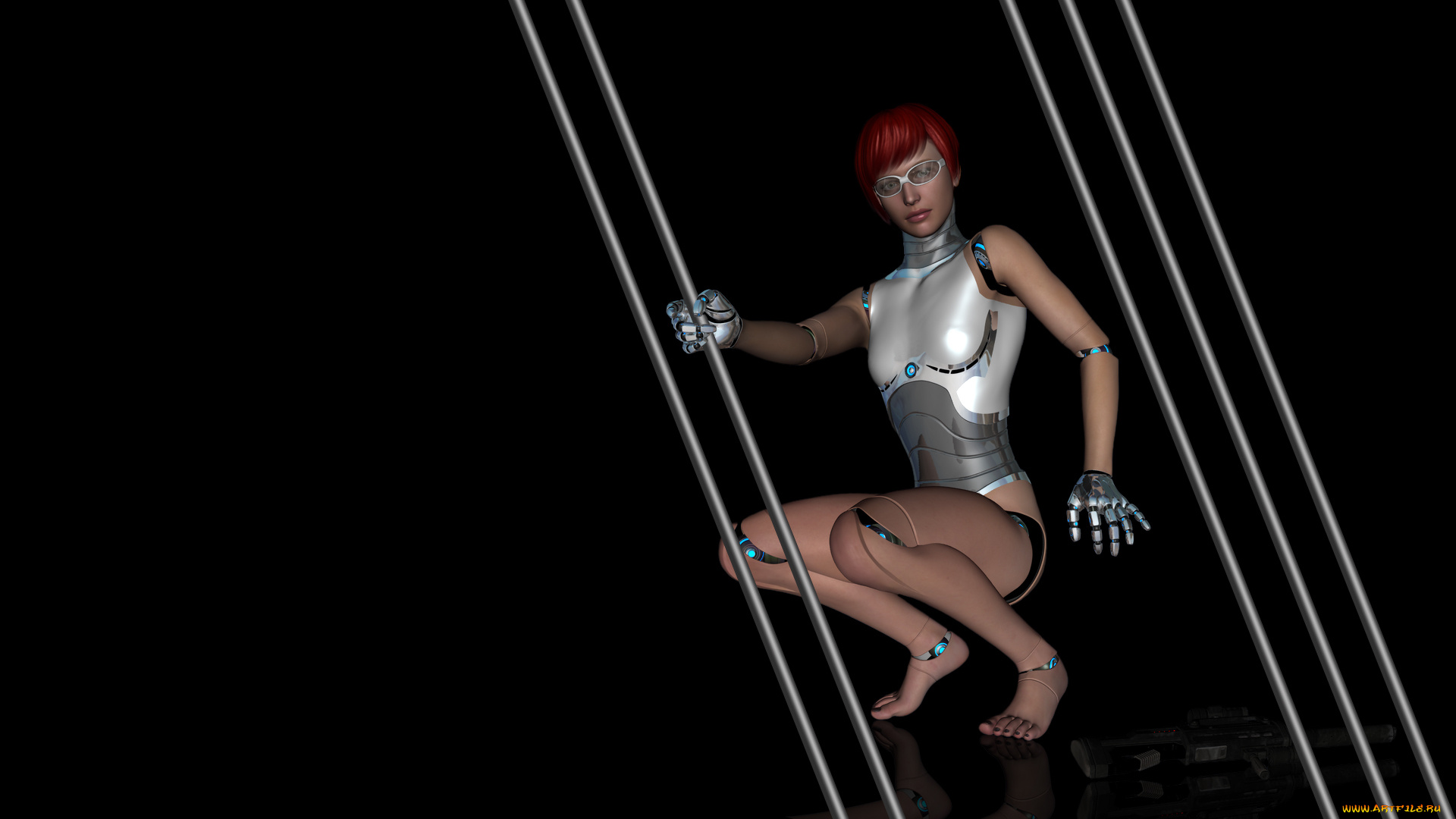 3д, графика, _science, fiction, фон, взгляд, девушка