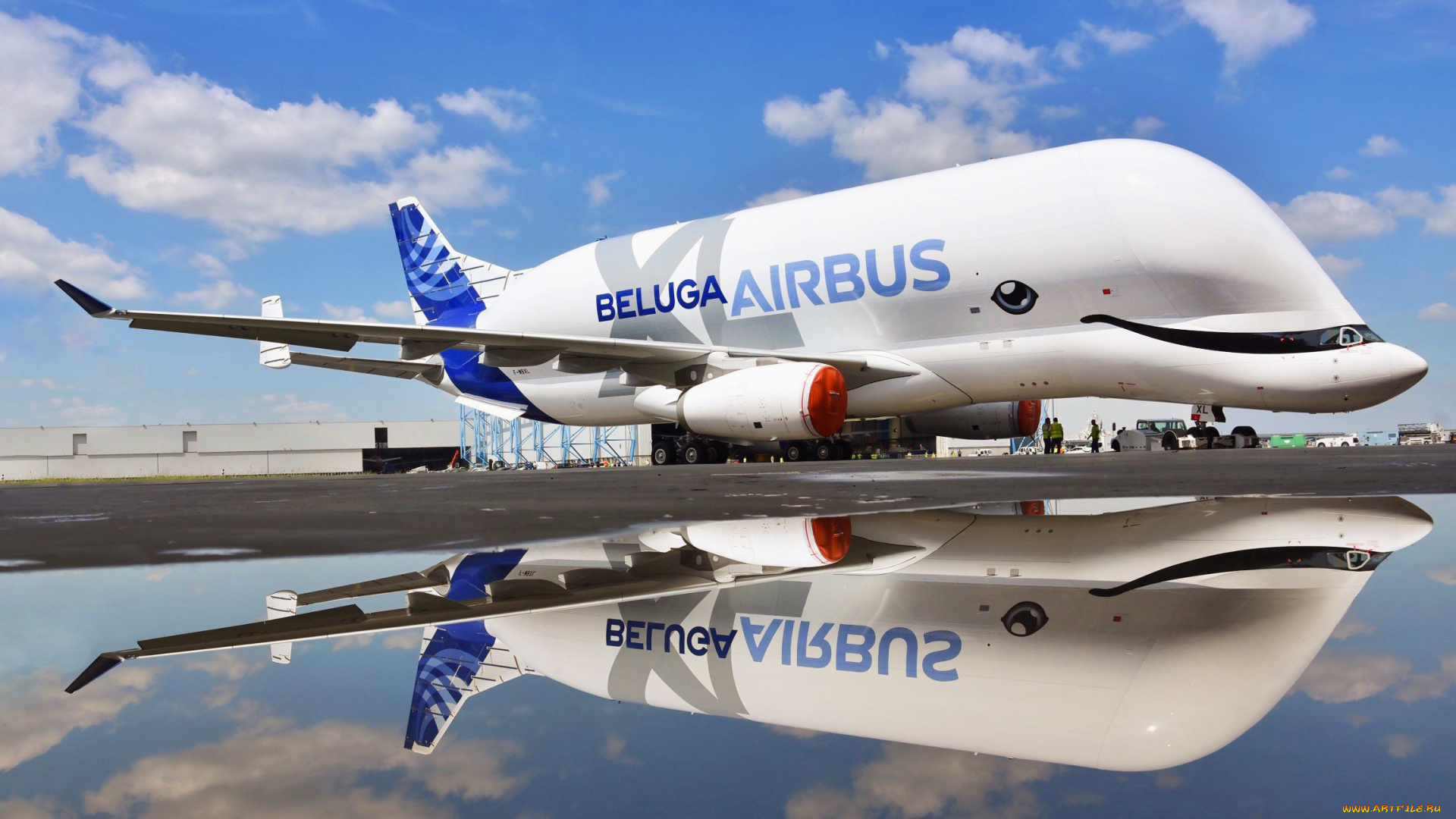 авиация, грузовые, самолёты, beluga, airbus, reymondon, by, самолёт, a300, отражение, xl, грузовой, самолет, super, transporter