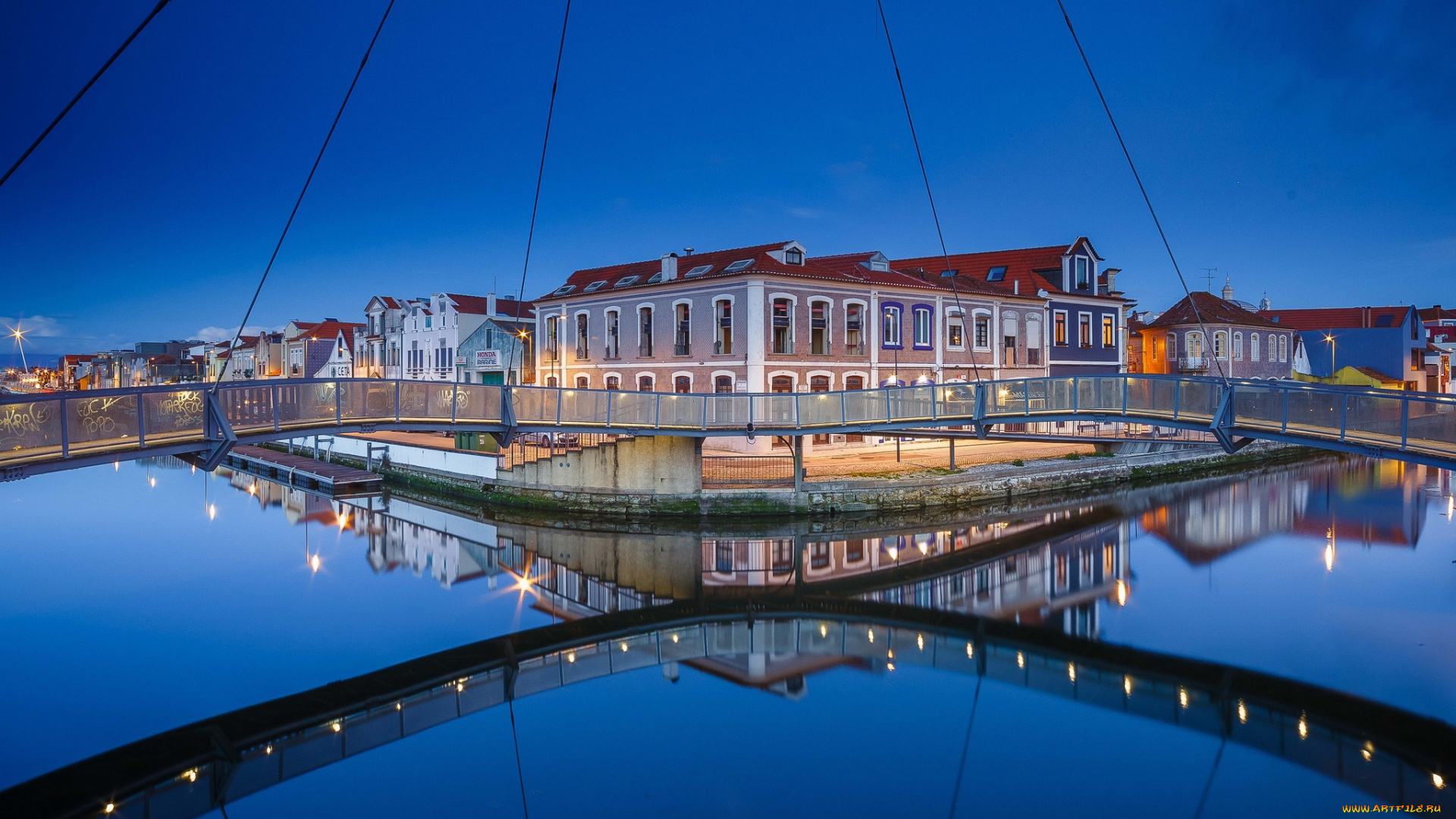 города, -, панорамы, авейру, португалия, aveiro, blue, hour