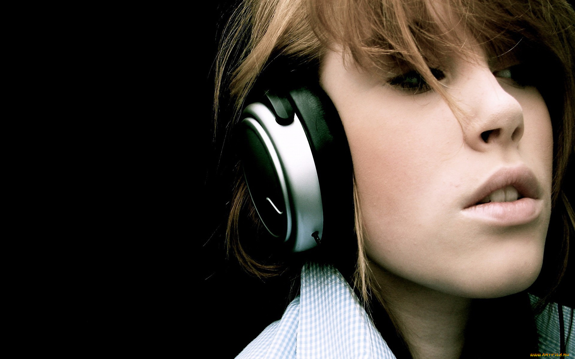 музыка, -другое, лицо, девушка, наушники