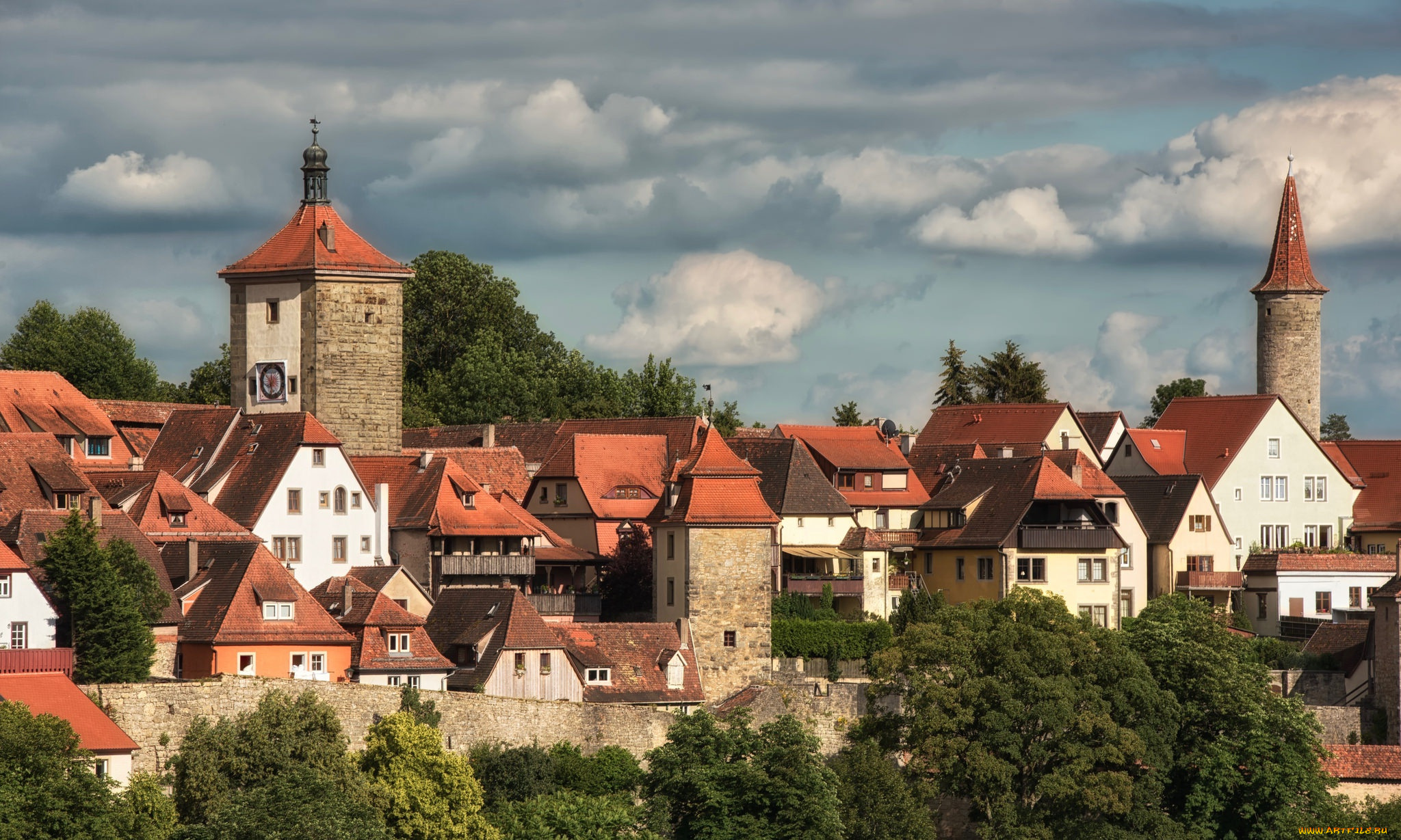 города, -, панорамы, mittelfranken, средняя, франкония, germany, bavaria, германия, бавария