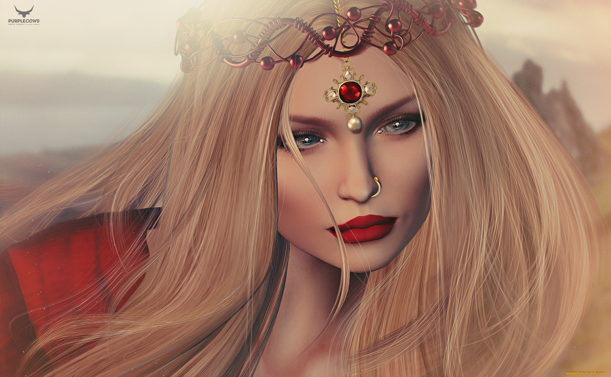 3д, графика, портрет, , portraits, волосы, девушка, блондинка