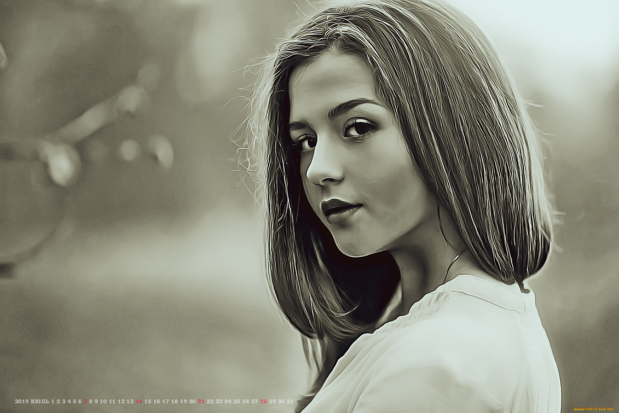 календари, компьютерный, дизайн, взгляд, лицо, девушка, 2019, calendar, женщина