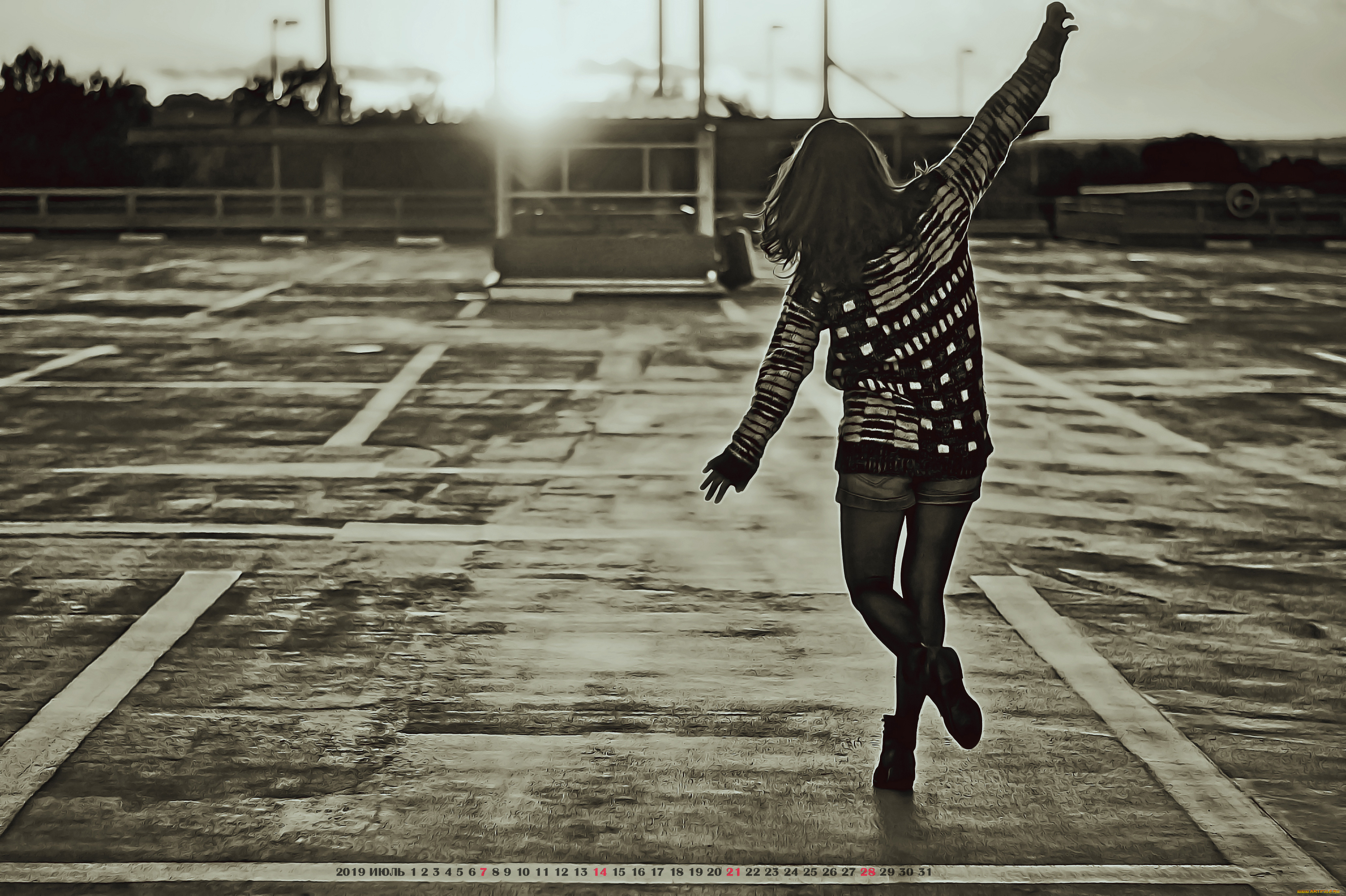 календари, компьютерный, дизайн, calendar, женщина, движение, улица, поза, девушка, 2019