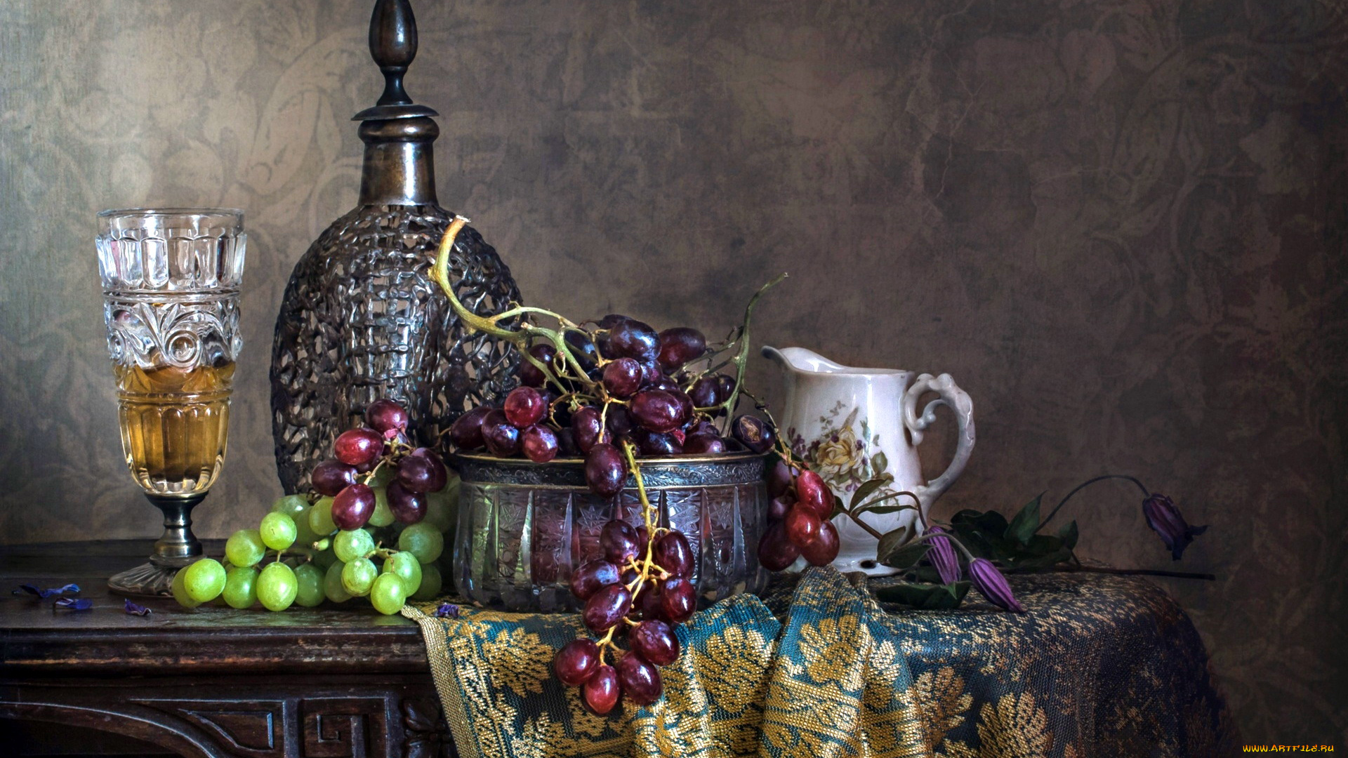 еда, натюрморт, вино, виноград