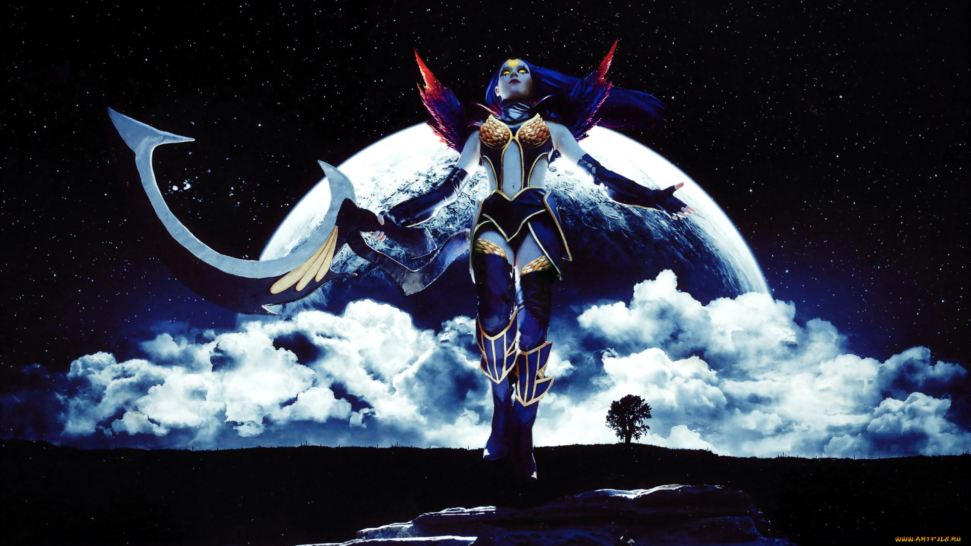 разное, компьютерный, дизайн, девушка, костюм, планета, облака, горизонт