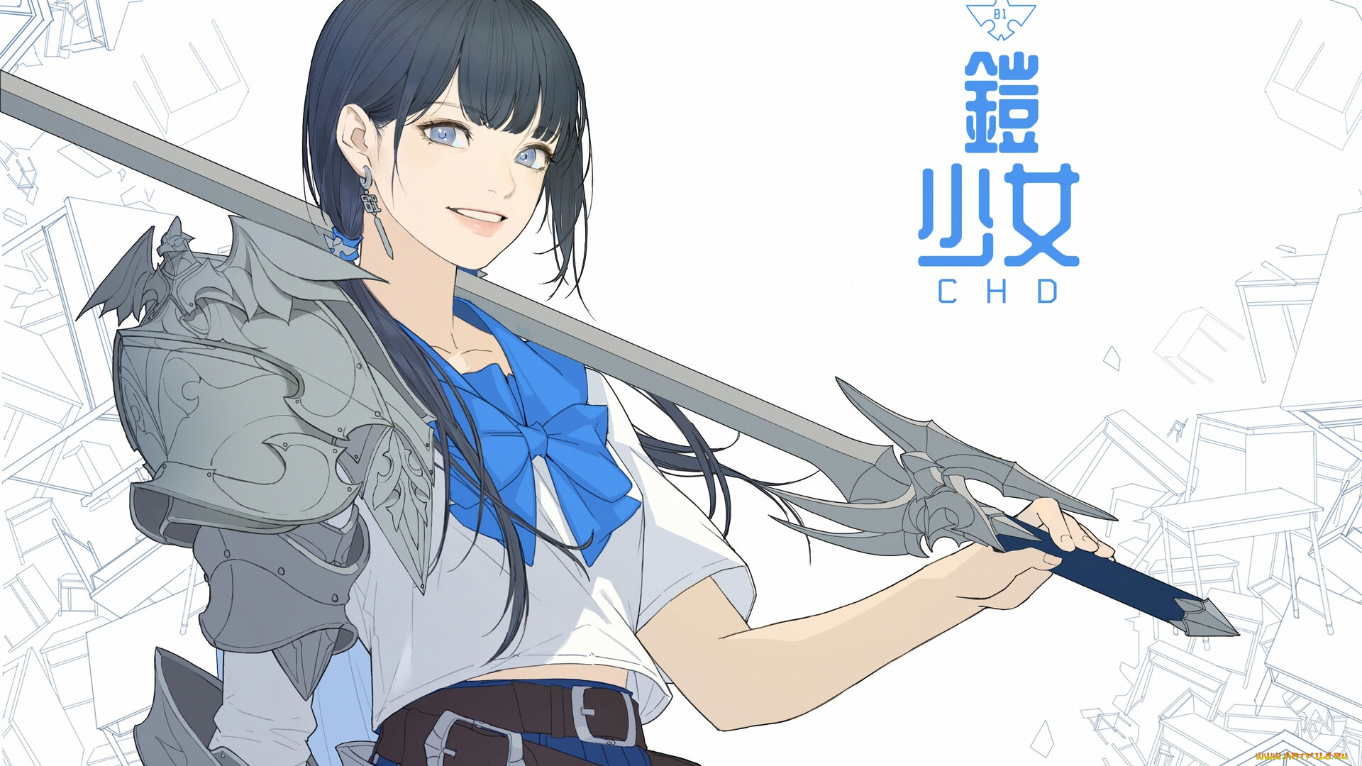 аниме, оружие, , техника, , технологии, девушка