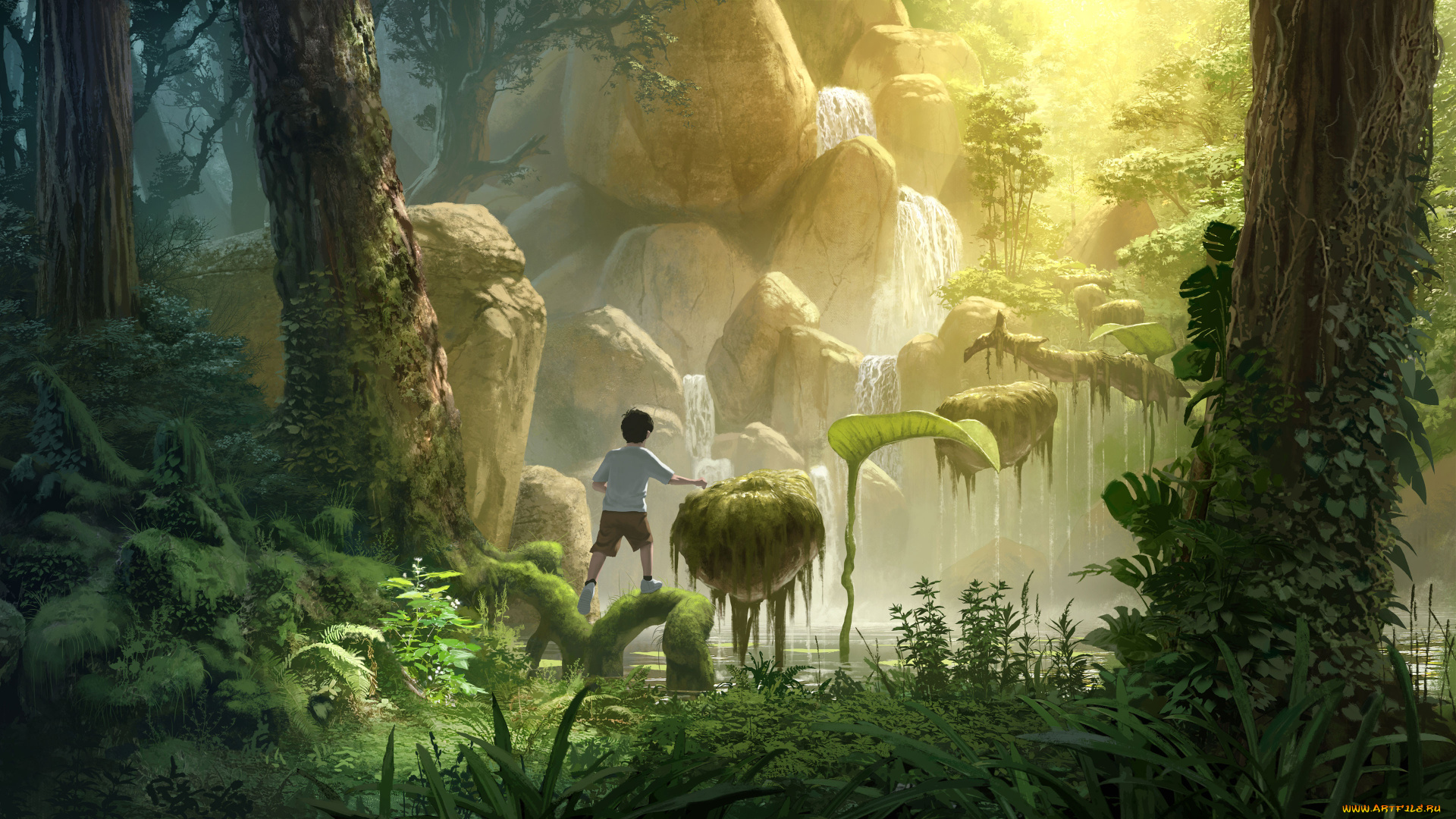 аниме, пейзажи, , природа, мальчик