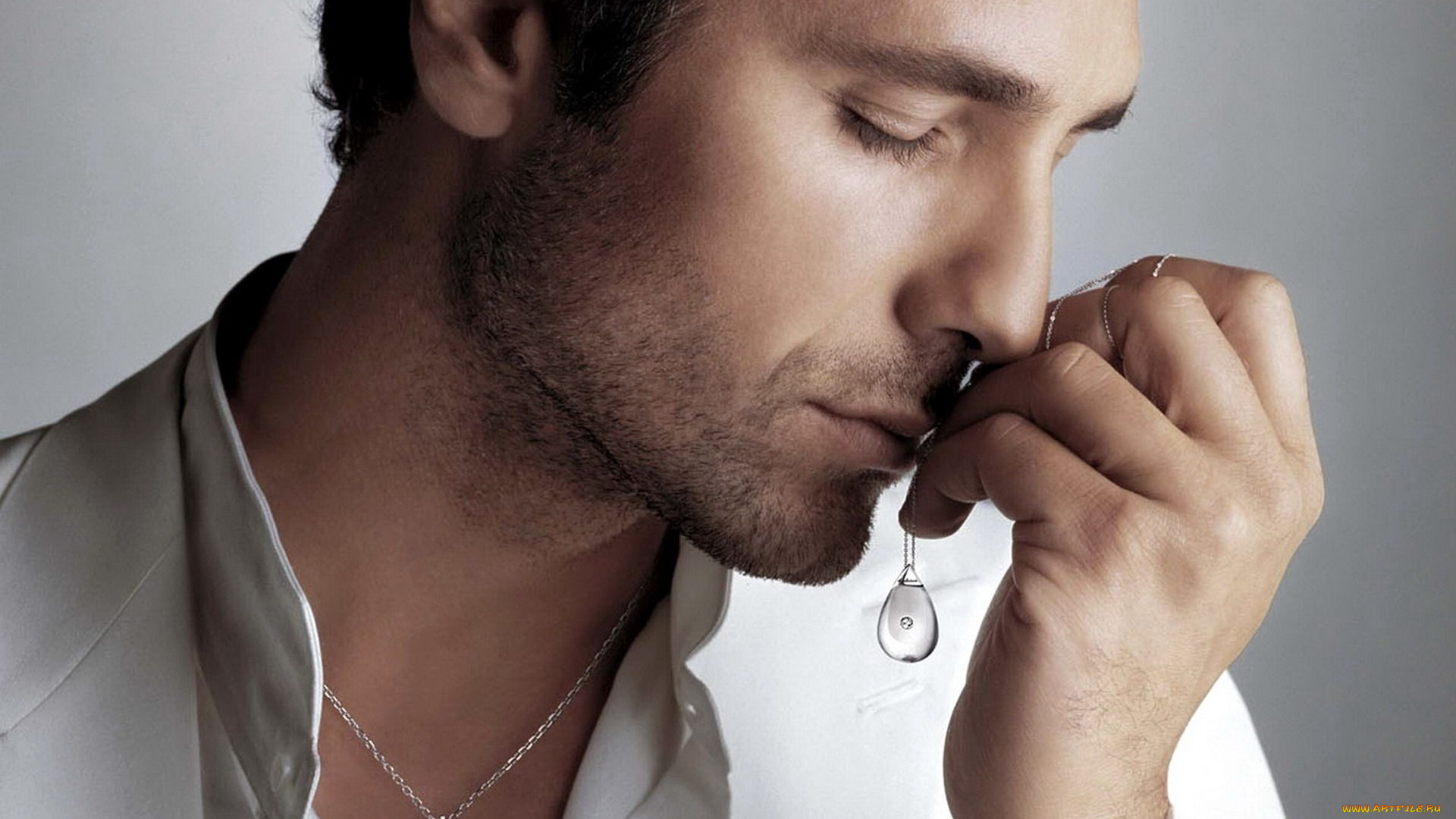 мужчины, raoul, bova, лицо, кулон, крест, щетина, рубашка