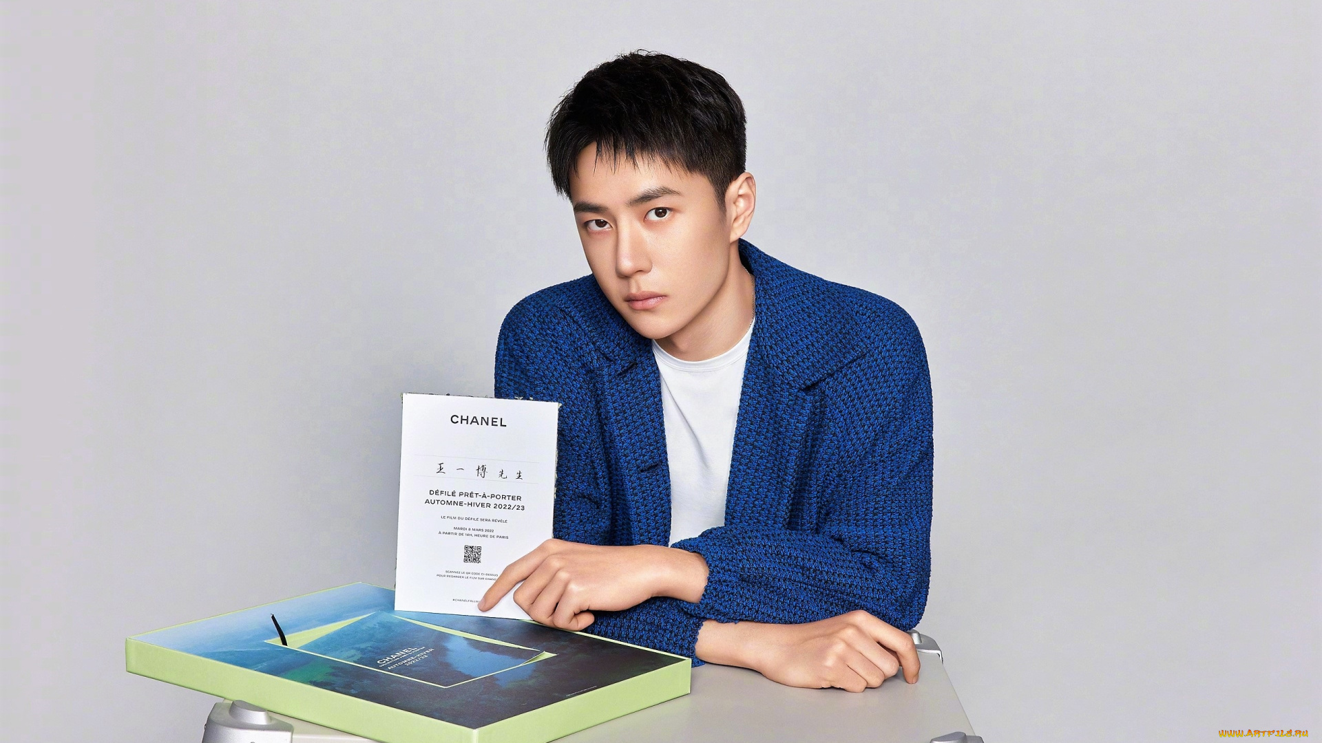 мужчины, wang, yi, bo, актер, пиджак, карточка, сундук