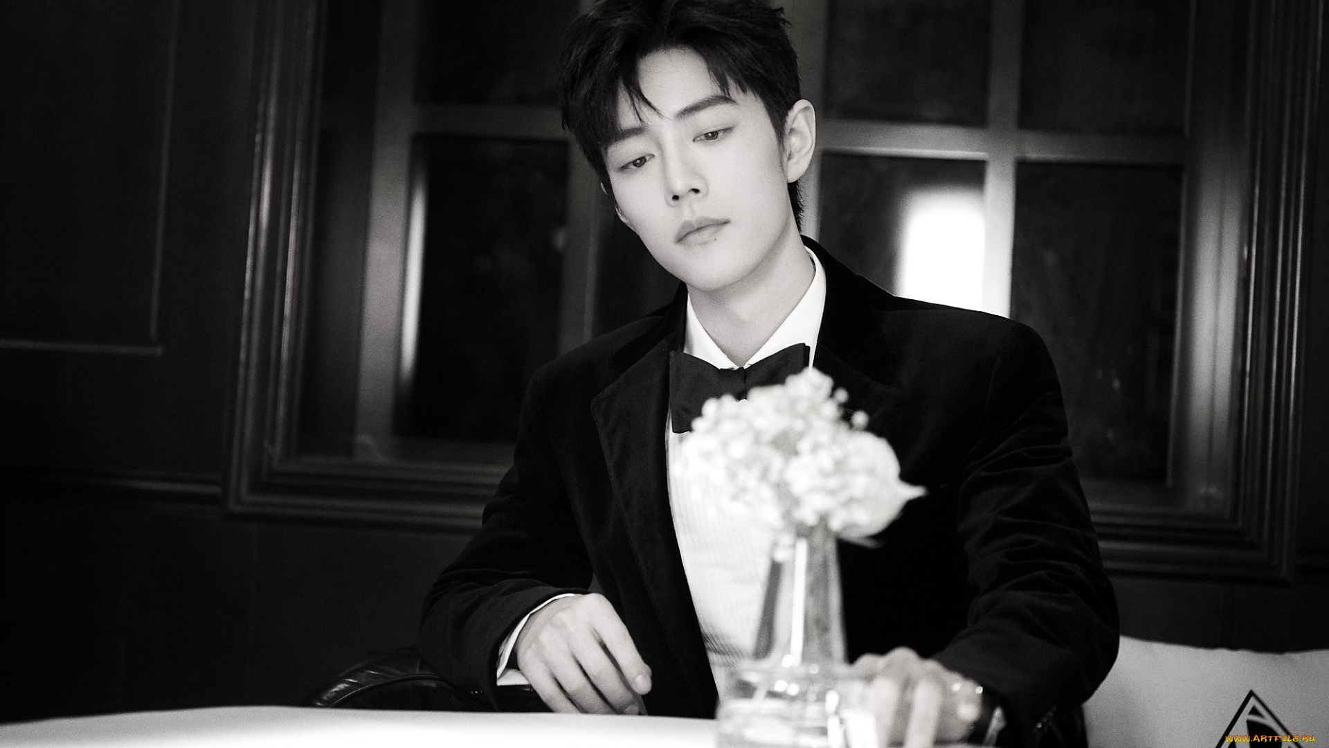 мужчины, xiao, zhan, актер, костюм, стол, ресторан