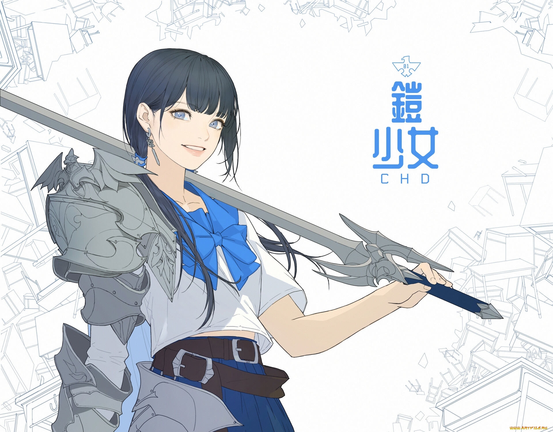 аниме, оружие, , техника, , технологии, девушка