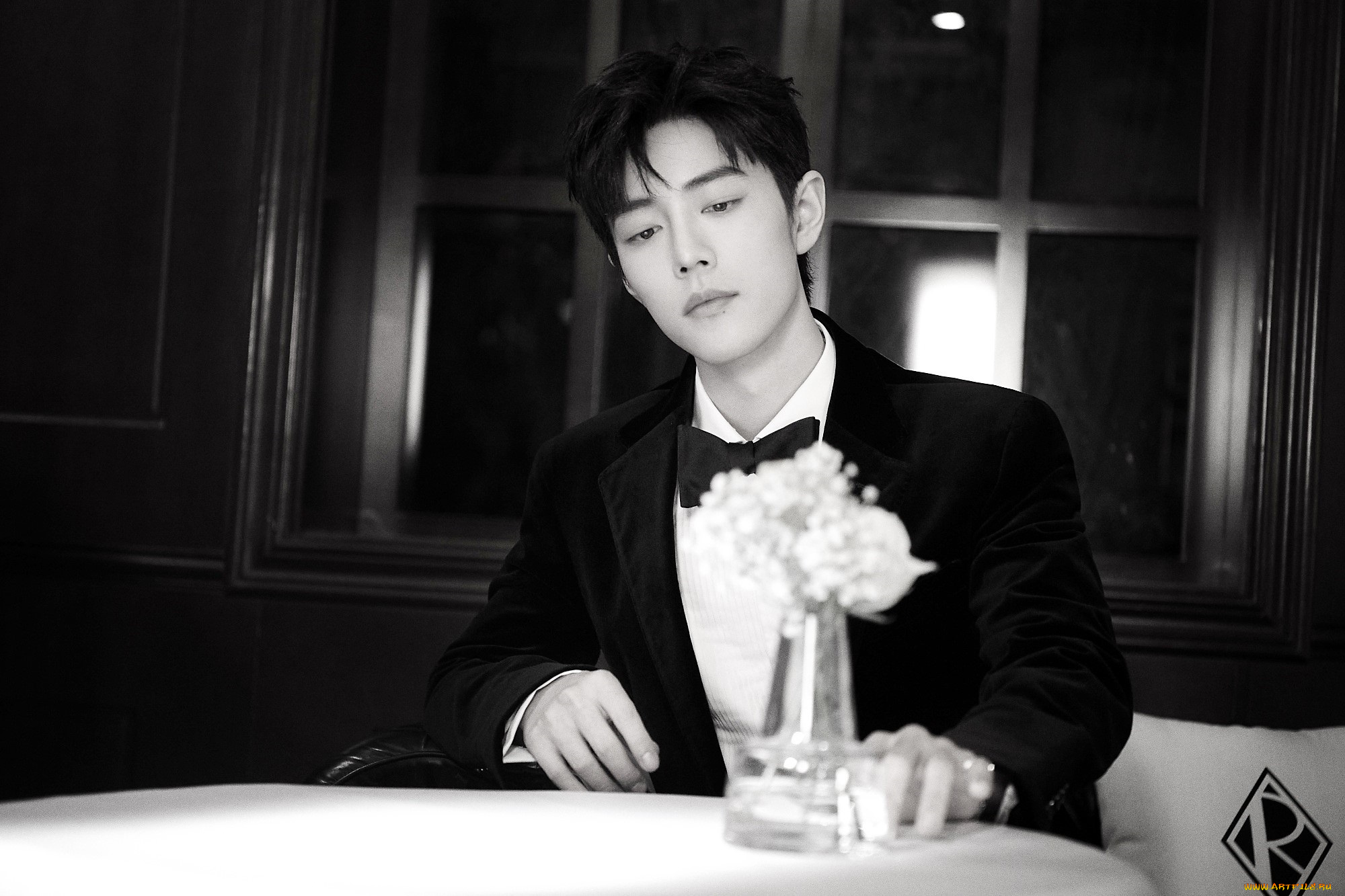 мужчины, xiao, zhan, актер, костюм, стол, ресторан