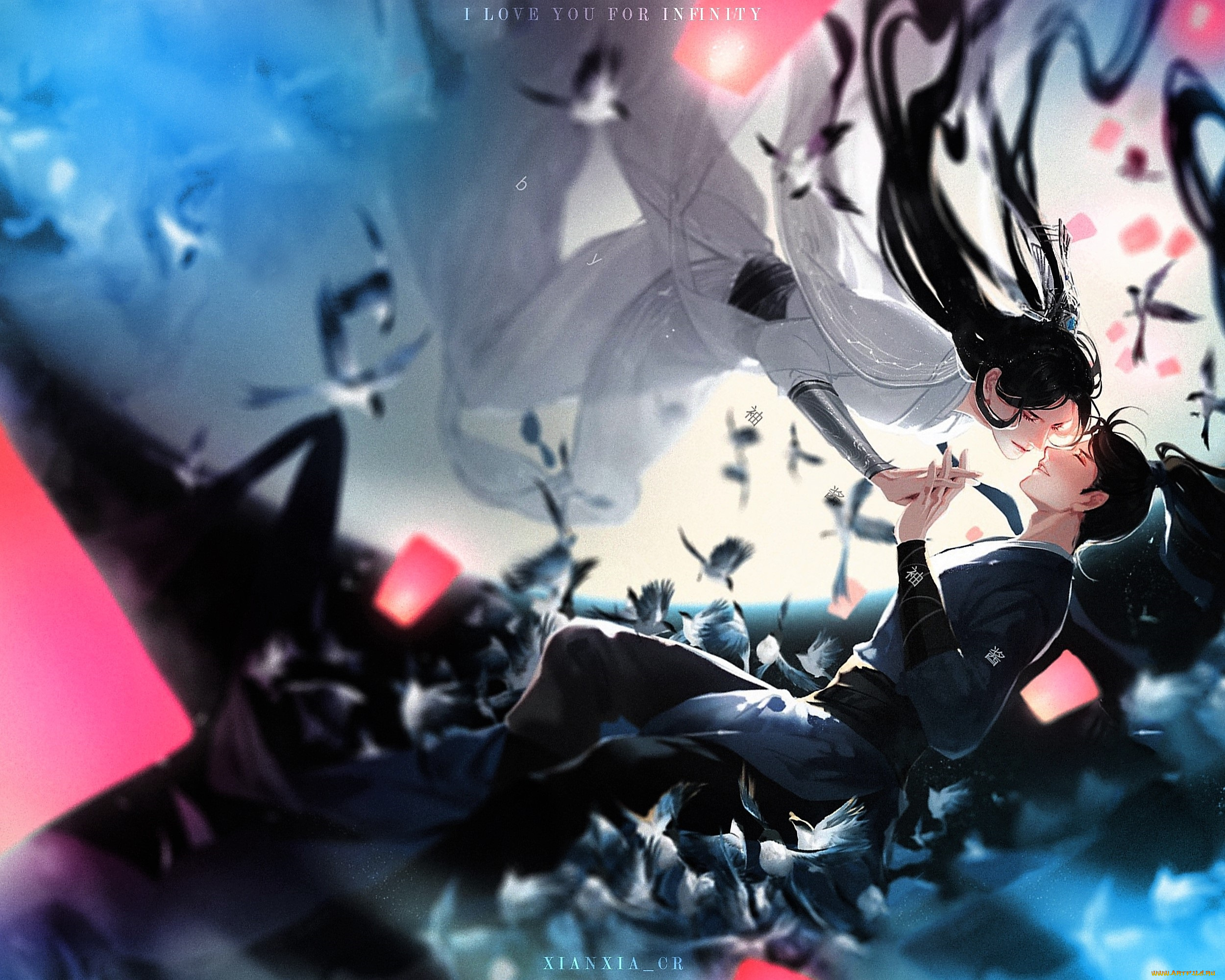 аниме, the, husky, and, his, white, cat, shizun, парни, полет, птицы