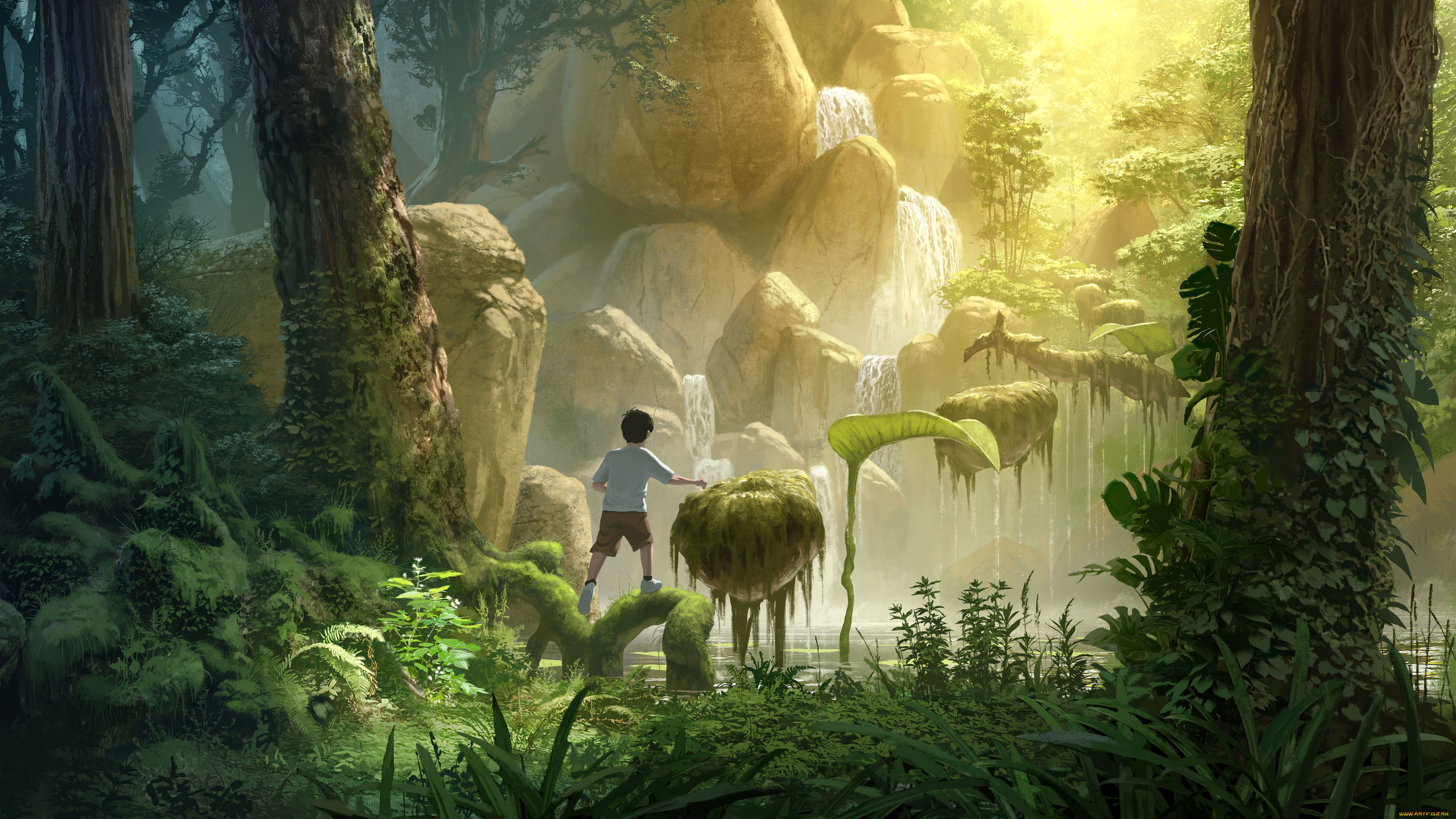 аниме, пейзажи, , природа, мальчик