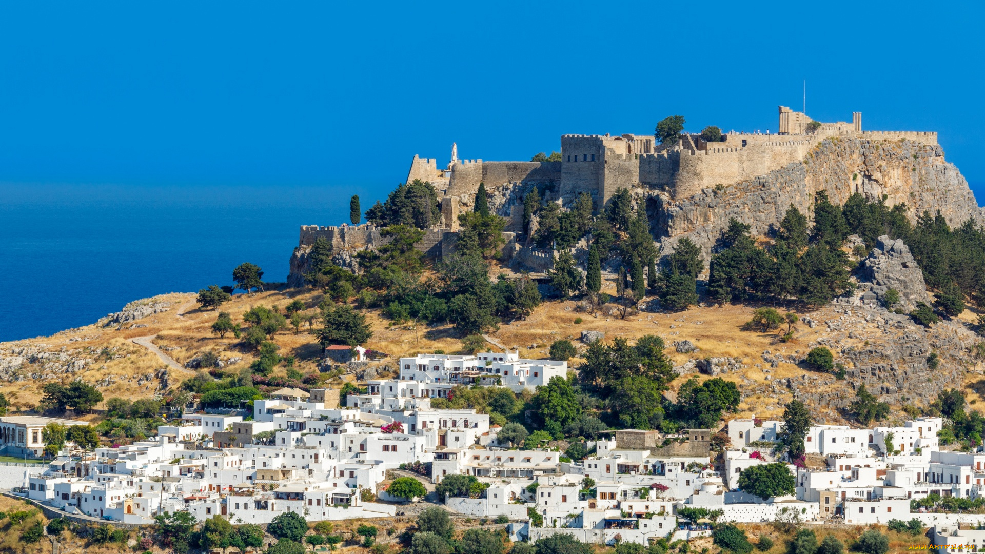 lindos, rhodes, greece, города, -, дворцы, , замки, , крепости
