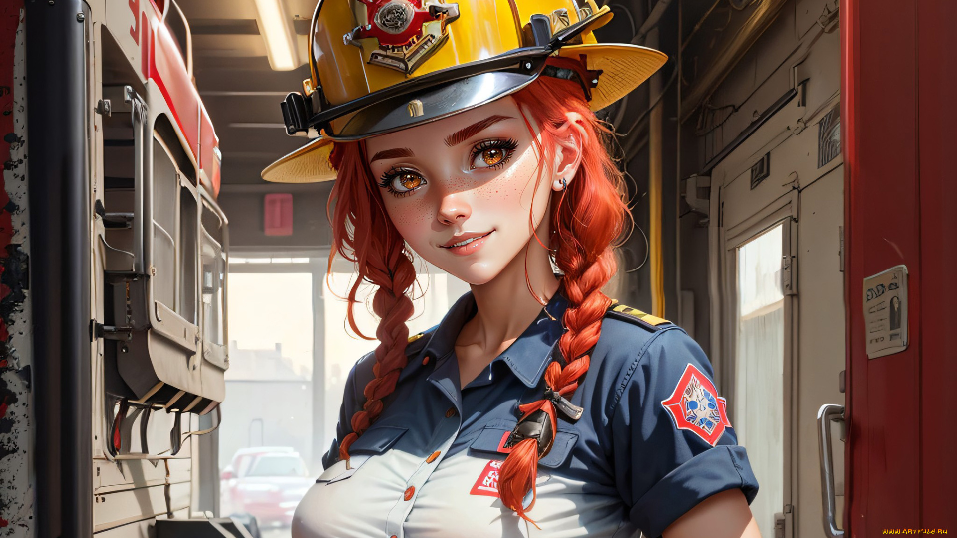 рисованное, люди, нейросети, графика, нейроарт, ai, art, нейронные, сети, рисунки, нейро, искусство, девушка, пожарная