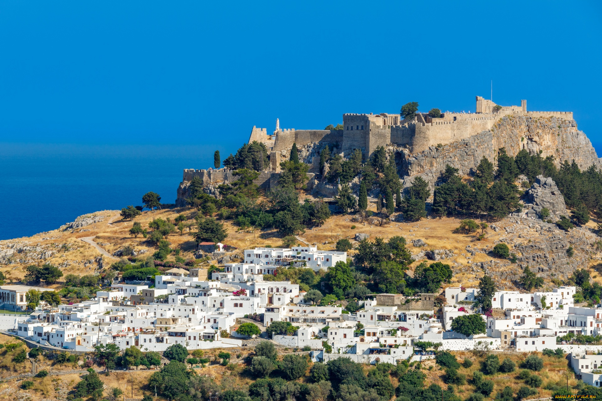 lindos, rhodes, greece, города, -, дворцы, , замки, , крепости