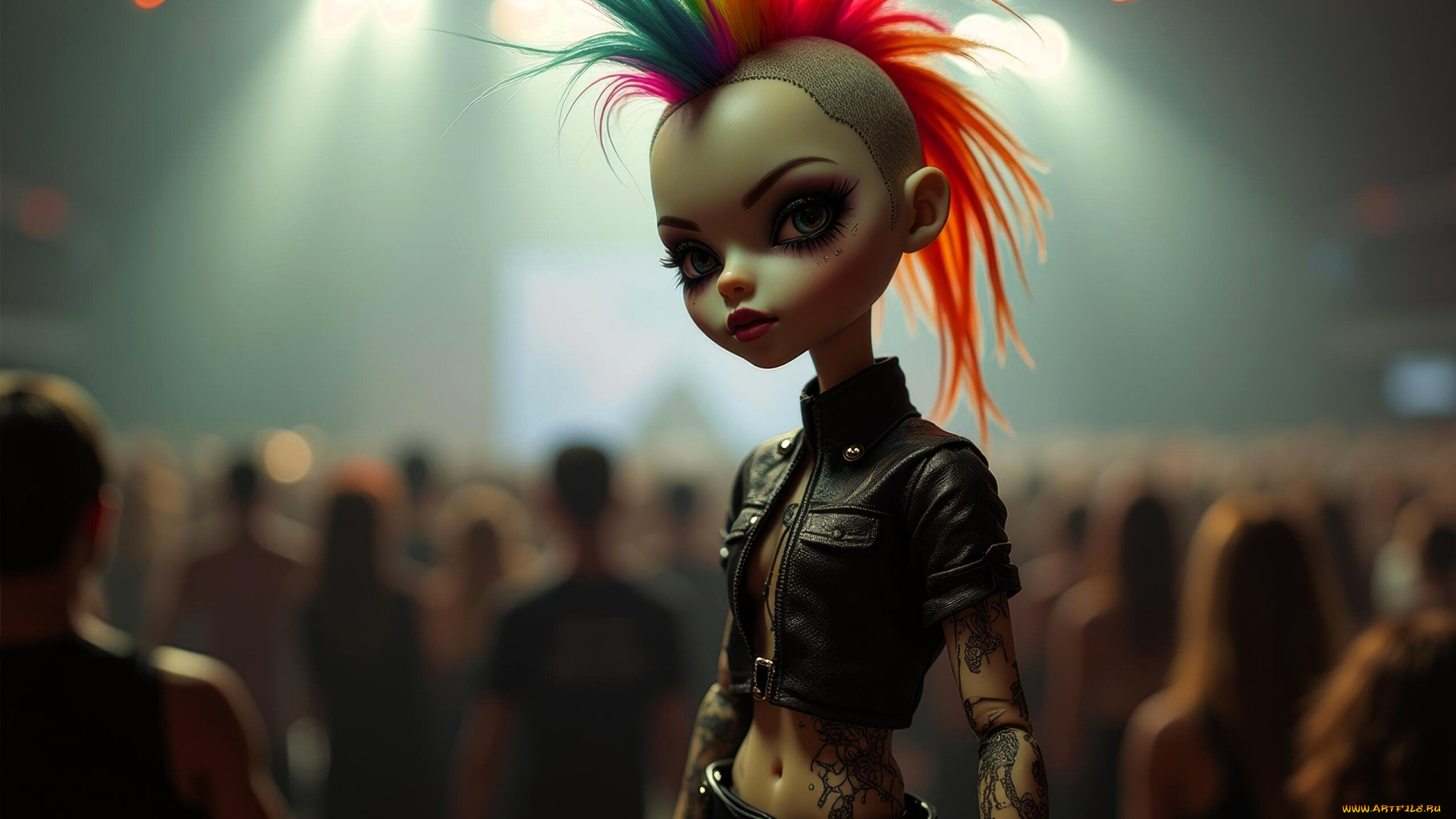 3д, графика, другое, , other, кукла, девочка, панк, куртка, люди, концерт