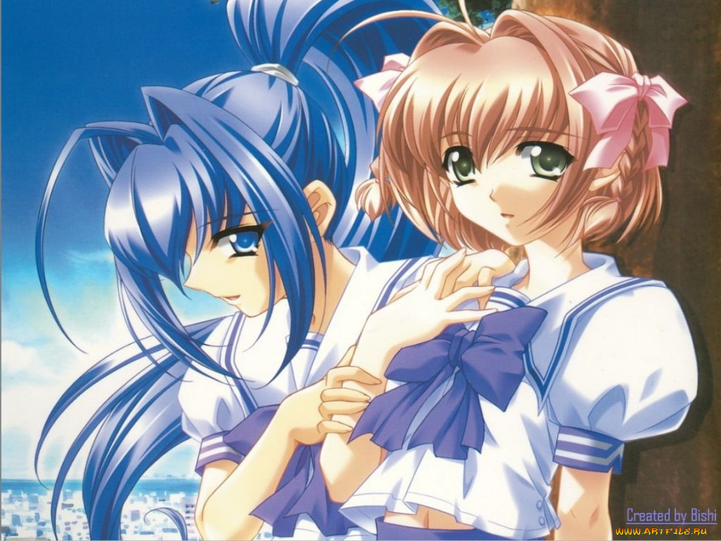 аниме, kimiga, nozomu, eien, девушки, глаза, волосы