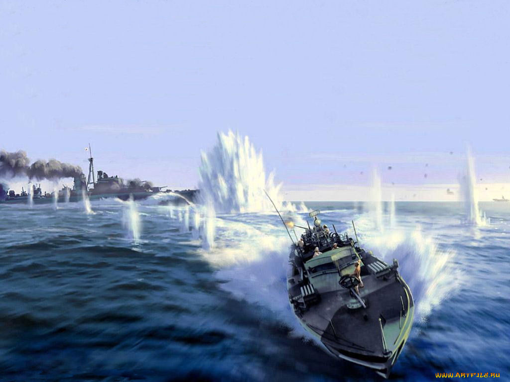 корабли, рисованные