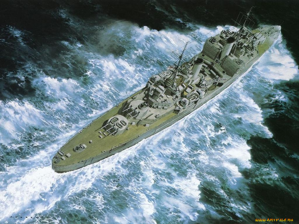 корабли, рисованные