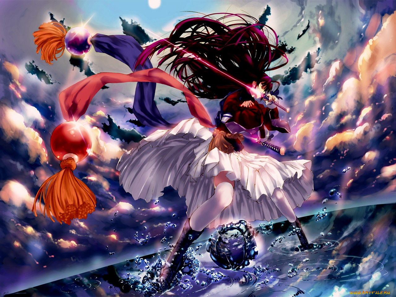 аниме, weapon, blood, technology